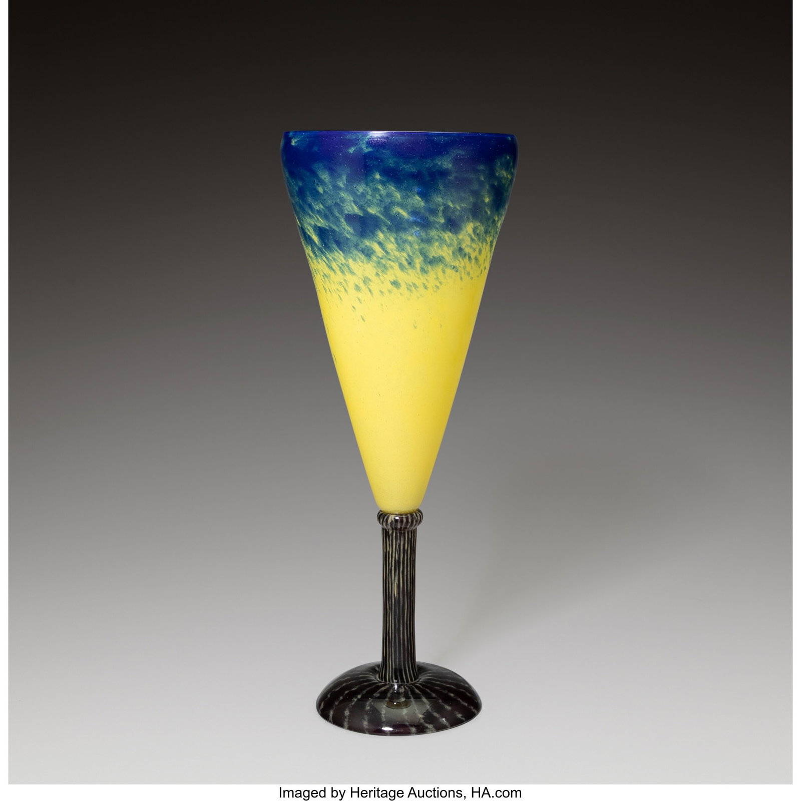 Schneider Glassworks Tall Goblet, circa 1922 Mot (1 of 4)