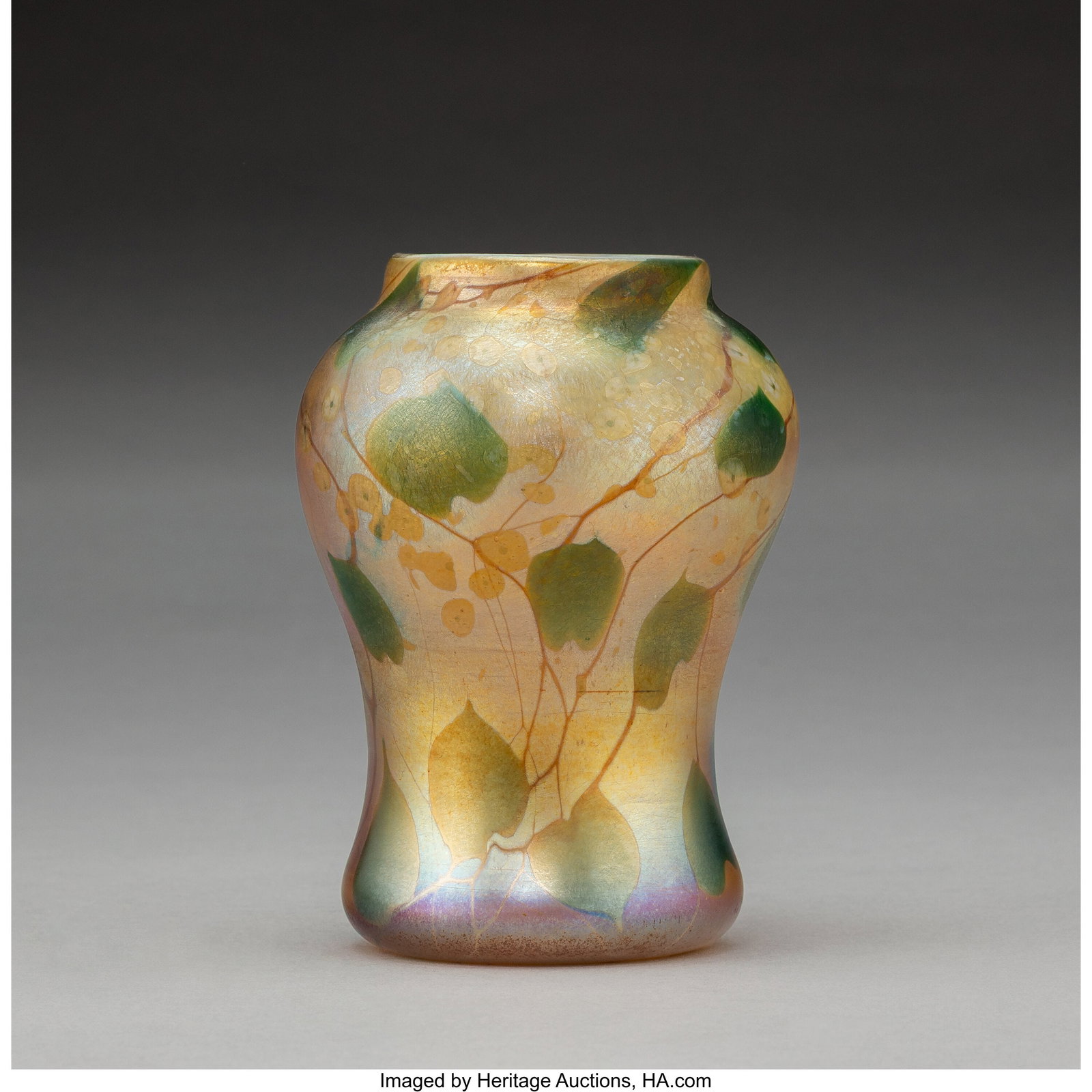 Tiffany Studios Heart and Vine Cabinet Vase, cir (1 of 3)