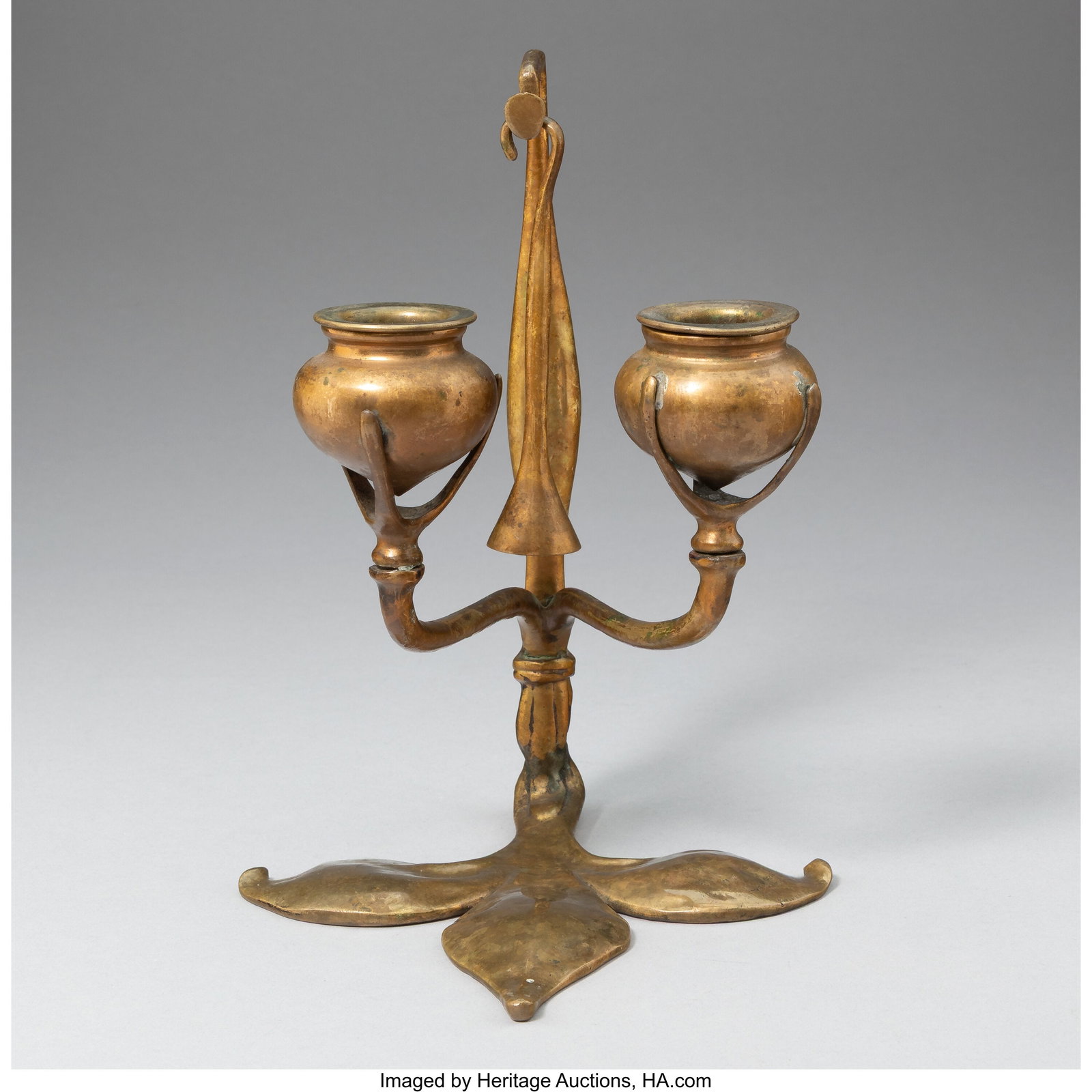 Tiffany Studios Fleur-de-Lis Two-Light Candle Ho (1 of 4)