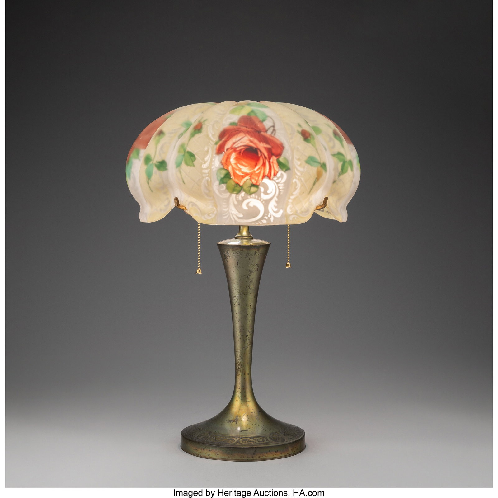 Pairpoint Mfg. Co. Floral Puffy Table Lamp, circ (1 of 4)