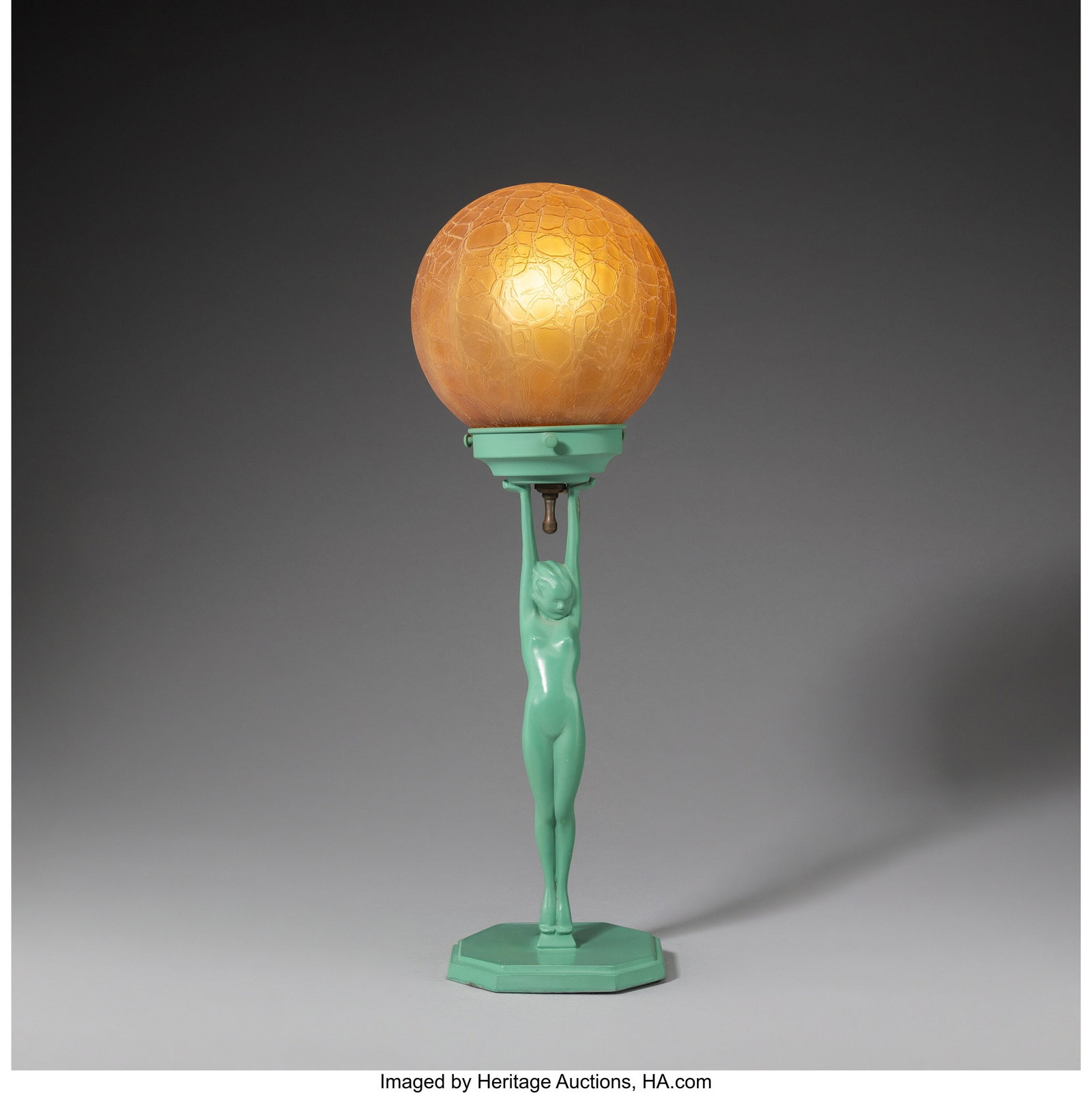 Frankart, Inc. Figural Lamp, Model L210, circa 1: Frankart, Inc. Figural Lamp, Model L210, circa 1930 Enameled metal, glass 17-3/8 x 6 x 6 inches (44.1 x 15.2 x 15.2 cm) (overall&