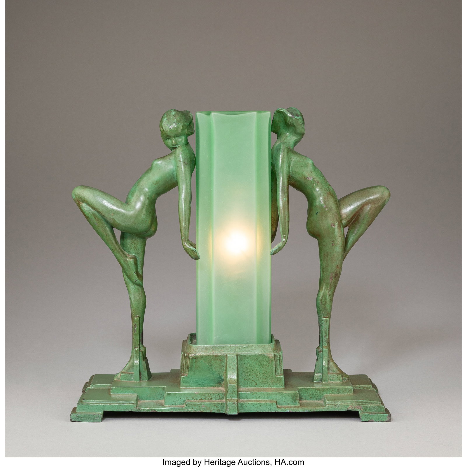 Frankart, Inc. Figural Lamp, Model L222, circa 1: Frankart, Inc. Figural Lamp, Model L222, circa 1930 Enameled metal, glass 10 x 10-3/4 x 5 inches (25.4 x 27.3 x 12.7 cm) (overall