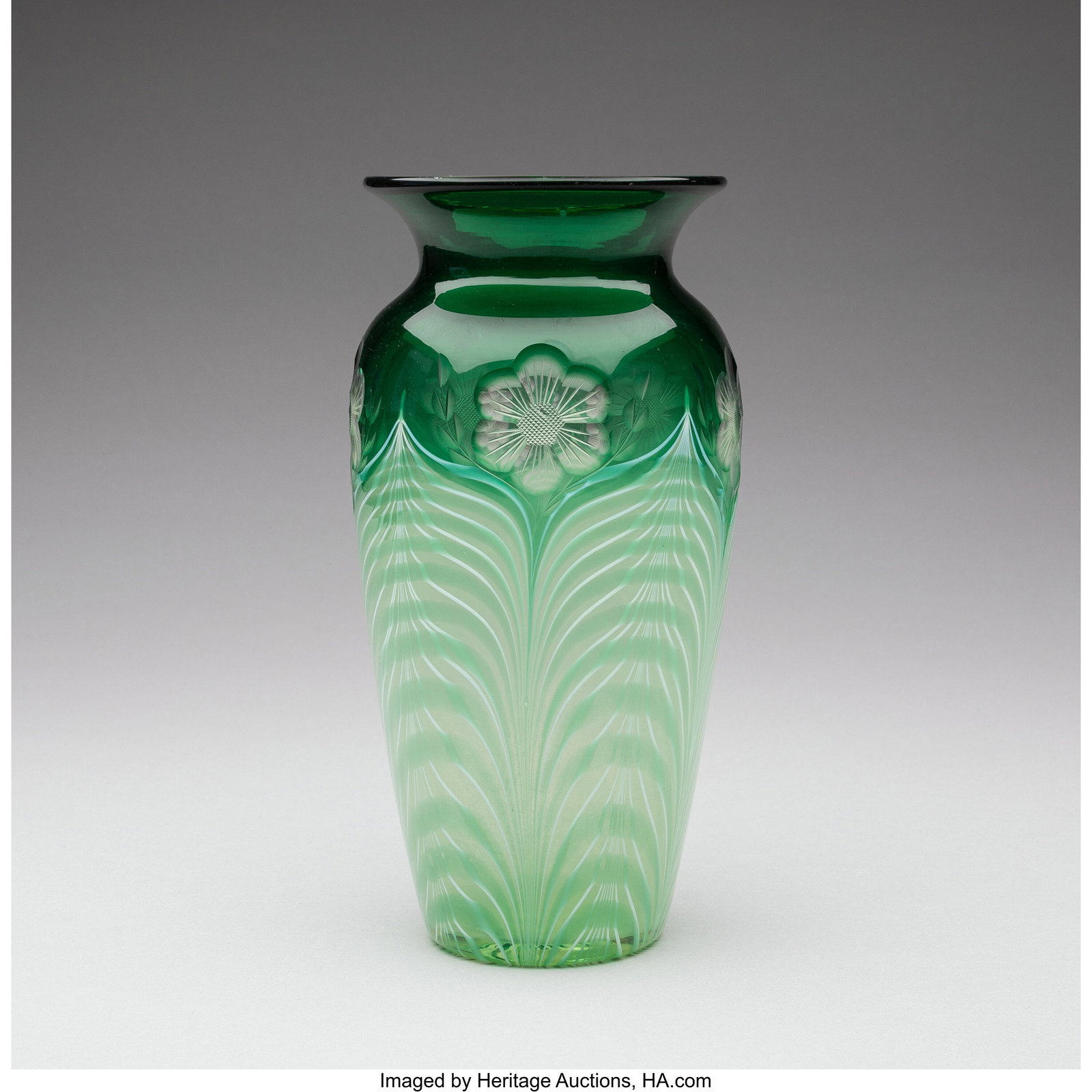 Durand Art Glass Pulled Feather Vase, circa 1925 (1 of 3)