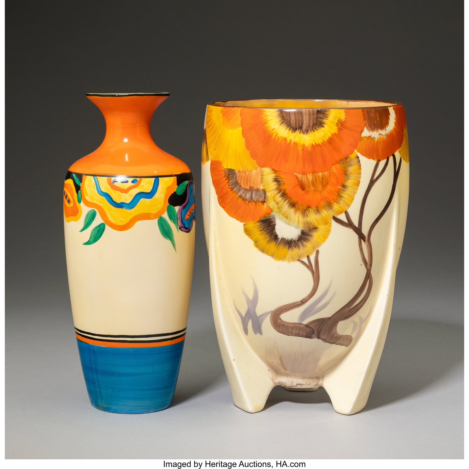 Clarice Cliff Fantasque Vase & Bizarre Vase, cir (1 of 6)