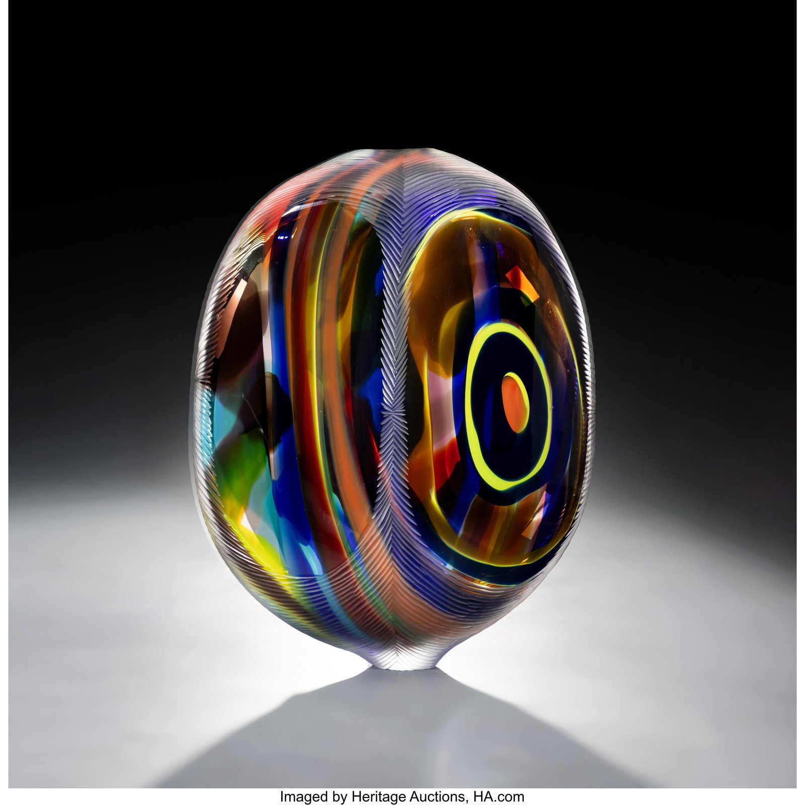 Lino Tagliapietra Bilbao, 2001 Blown glass, par: Lino Tagliapietra Bilbao, 2001 Blown glass, partial inciso surface 18 x 14 x 8 inches (45.7 x 35.6 x 20.3 cm) Etched to underside: Lino Tagliapietra&co