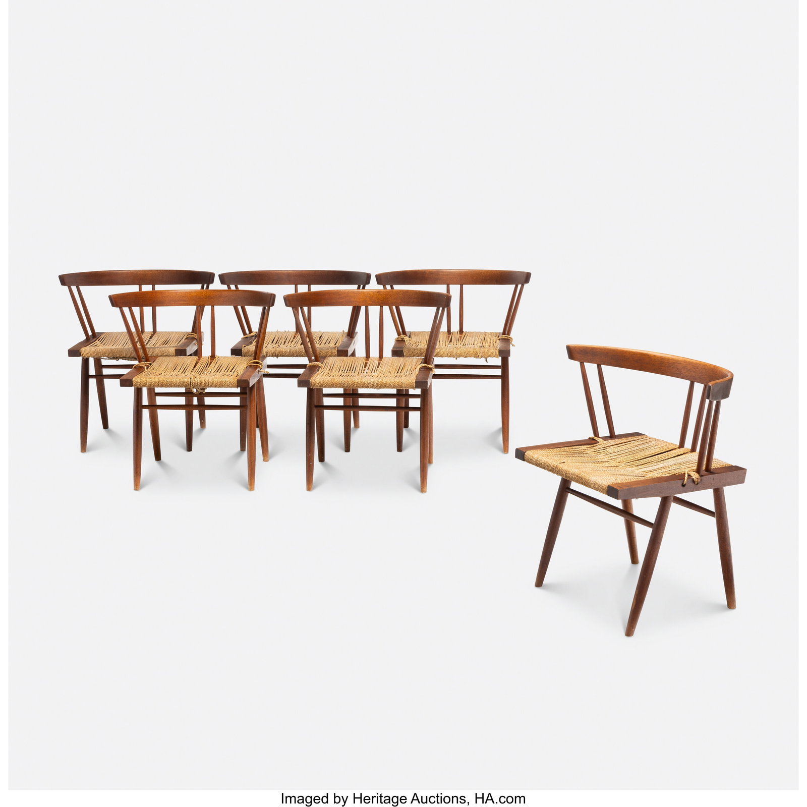 George Nakashima Set of Six Grass-Seated Chairs (1 of 3)