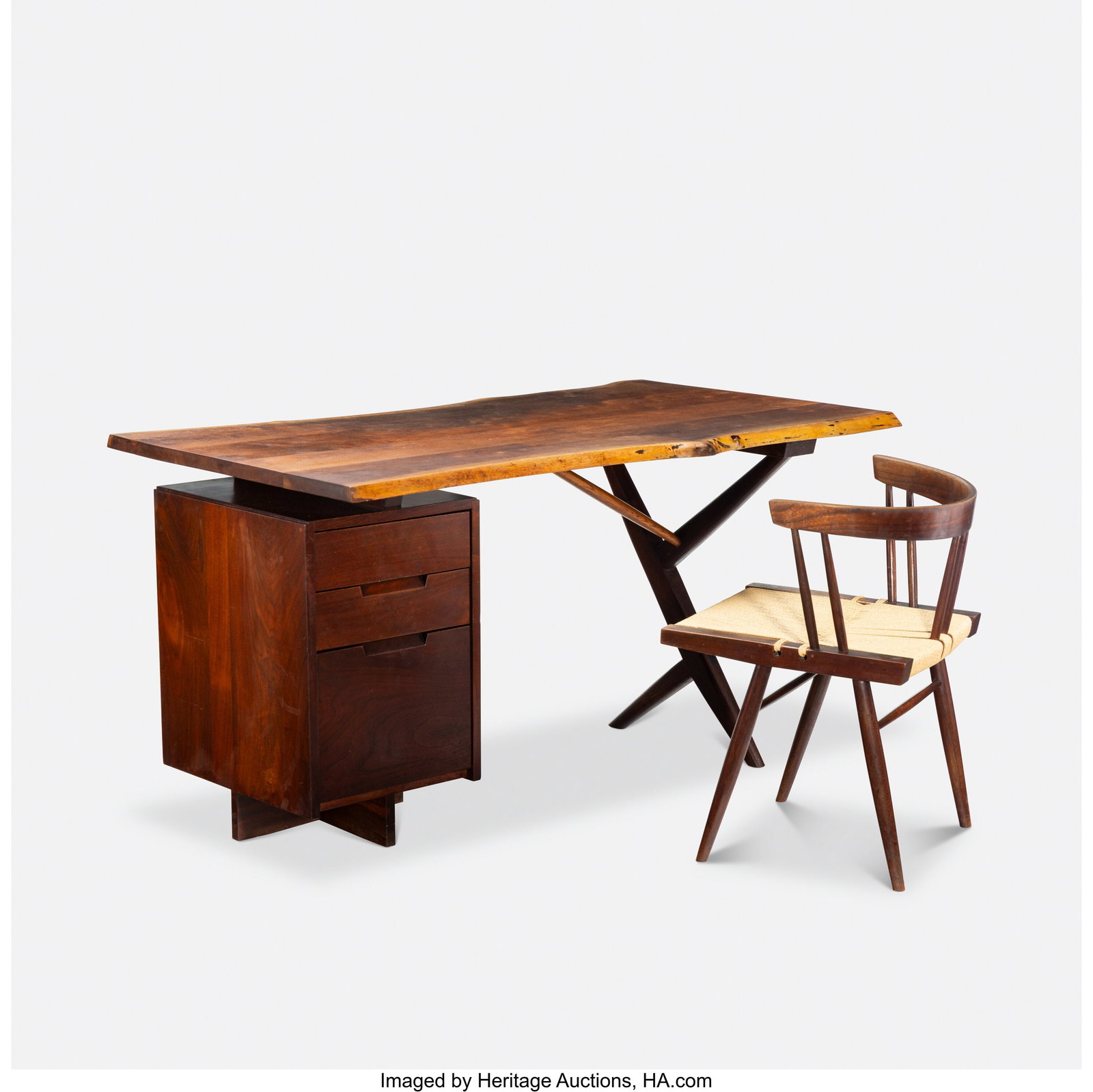 George Nakashima Conoid Desk and Grass-Seated Ch (1 of 10)