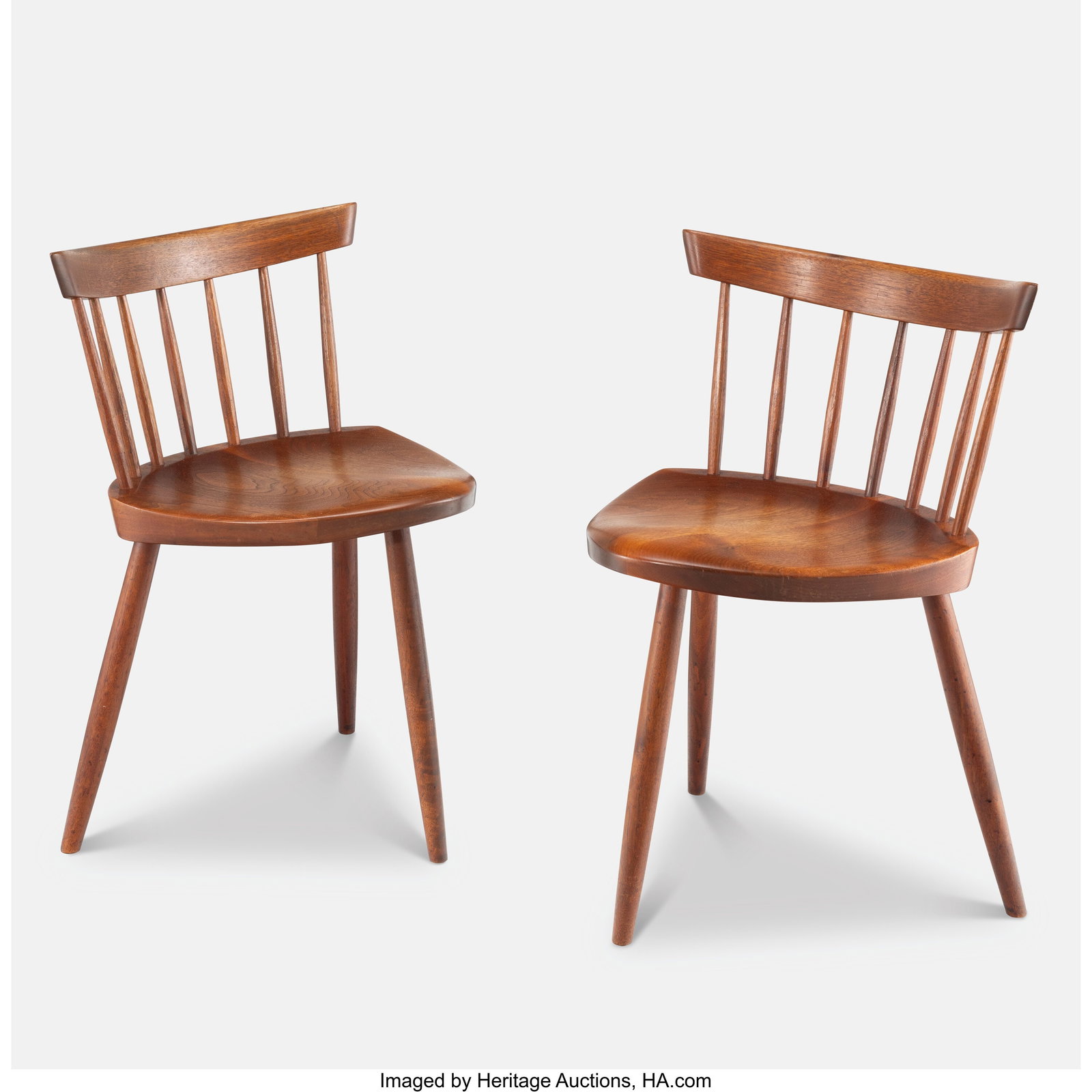 George Nakashima Pair of Mira Chairs, 1967-1968: George Nakashima Pair of Mira Chairs, 1967-1968 American black walnut 27-1/4 x 19-3/4 x 17 inches (69.2 x 50.2 x 43.2 cm) (each) PROVENANCE&colon