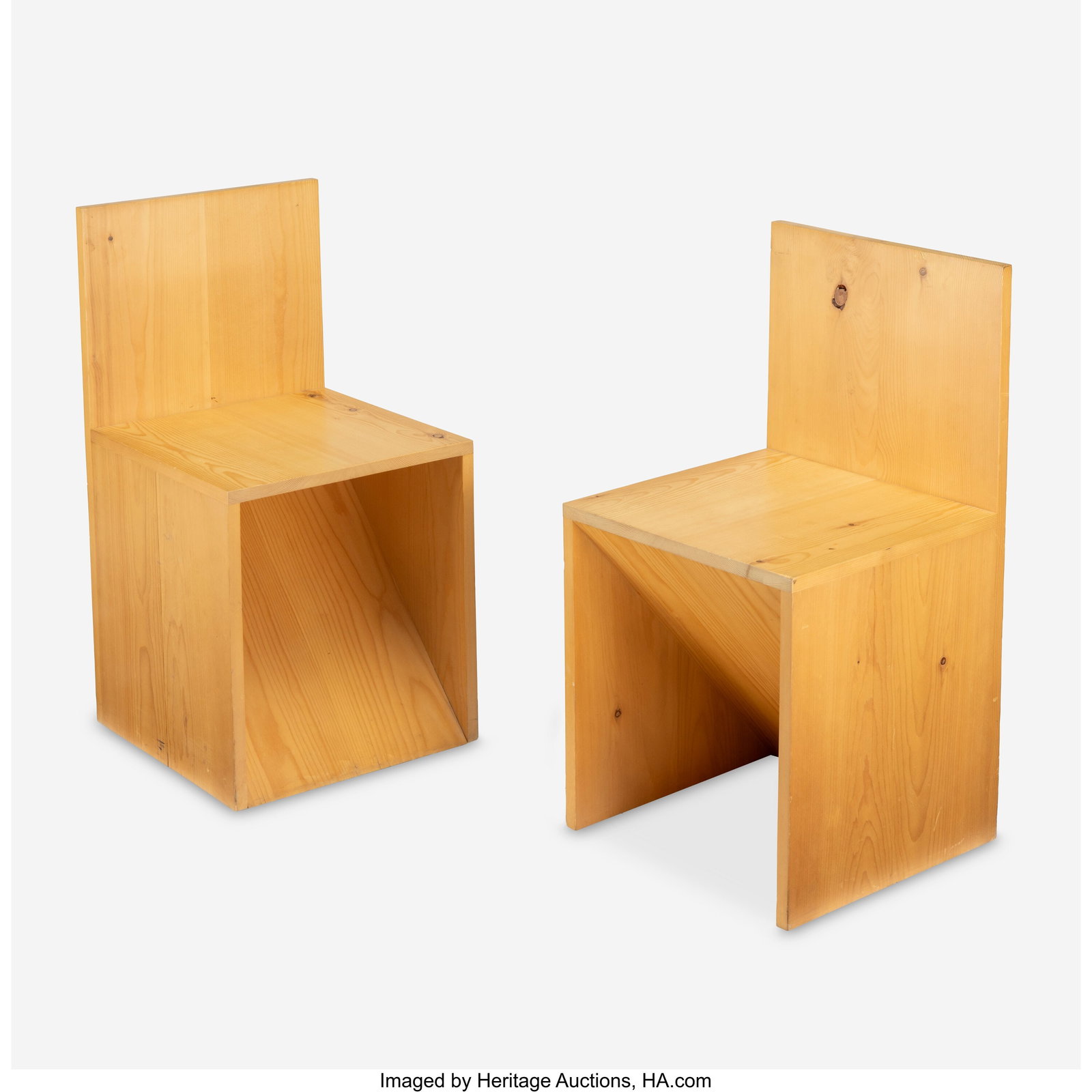 Donald Judd Two Chairs, Models 84-7 and 84-8, de: Donald Judd Two Chairs, Models 84-7 and 84-8, designed 1983, manufactured 2001 Pine 30 x 14-7/8 x 15 inches (76.2 x 37.8 x 38.1 cm) (each&rpar