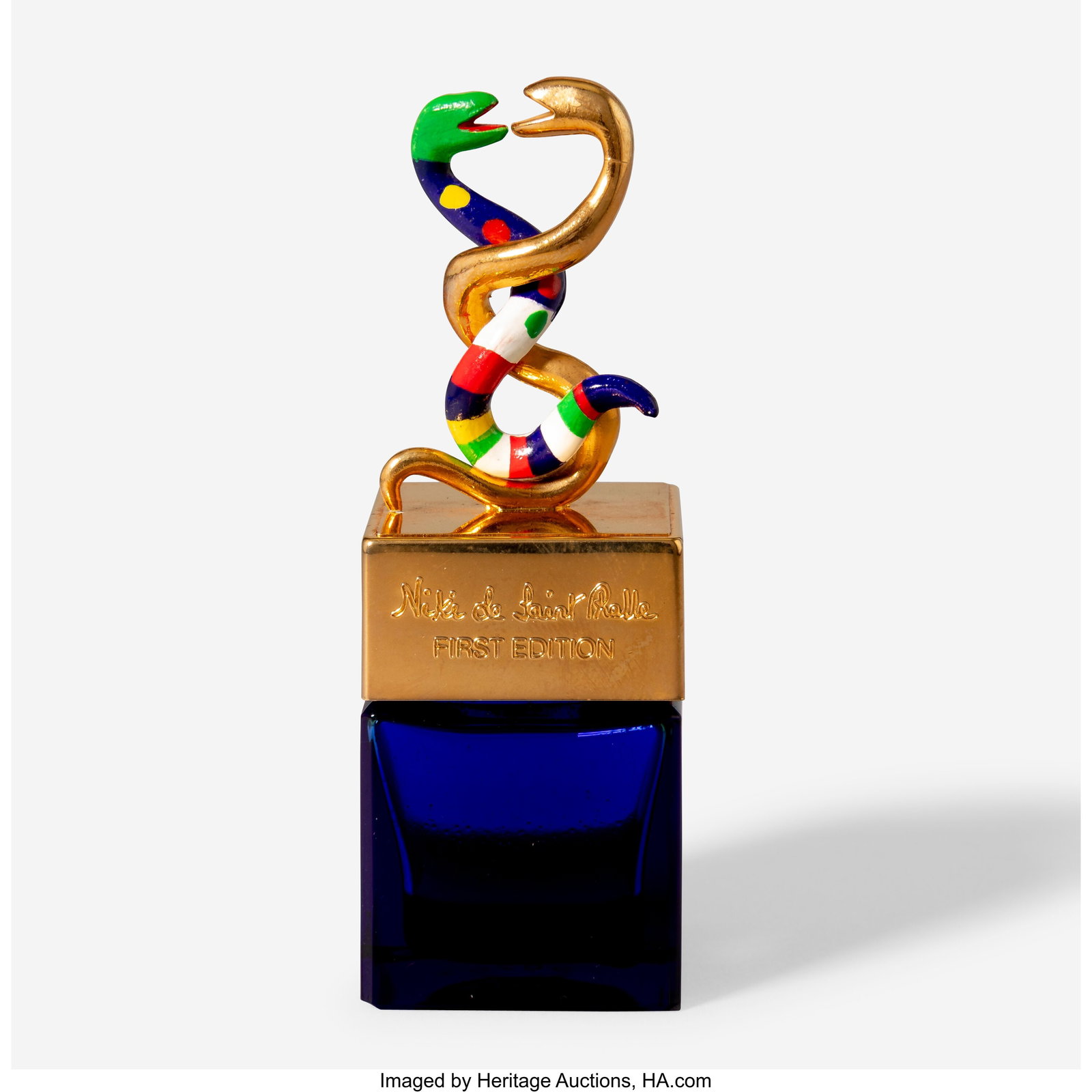 Niki de Saint Phalle First Edition Perfume Bottl: Niki de Saint Phalle First Edition Perfume Bottle, 1982 Glass, painted resin 3-1/8 x 1-1/8 x 1-1/8 inches (7.9 x 2.9 x 2.9 cm) Manufacturer label