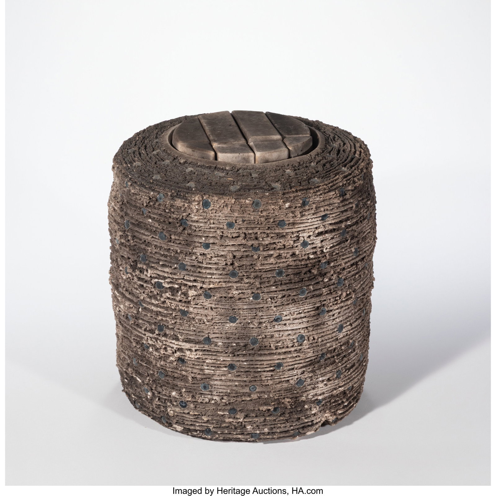 Rob Sieminski Covered Vessel, late 20th century: Rob Sieminski Covered Vessel, late 20th century Stoneware 11 x 10 x 10 inches (27.9 x 25.4 x 25.4 cm) HID03101062020 © 2026 Heritage Auctions | All Right