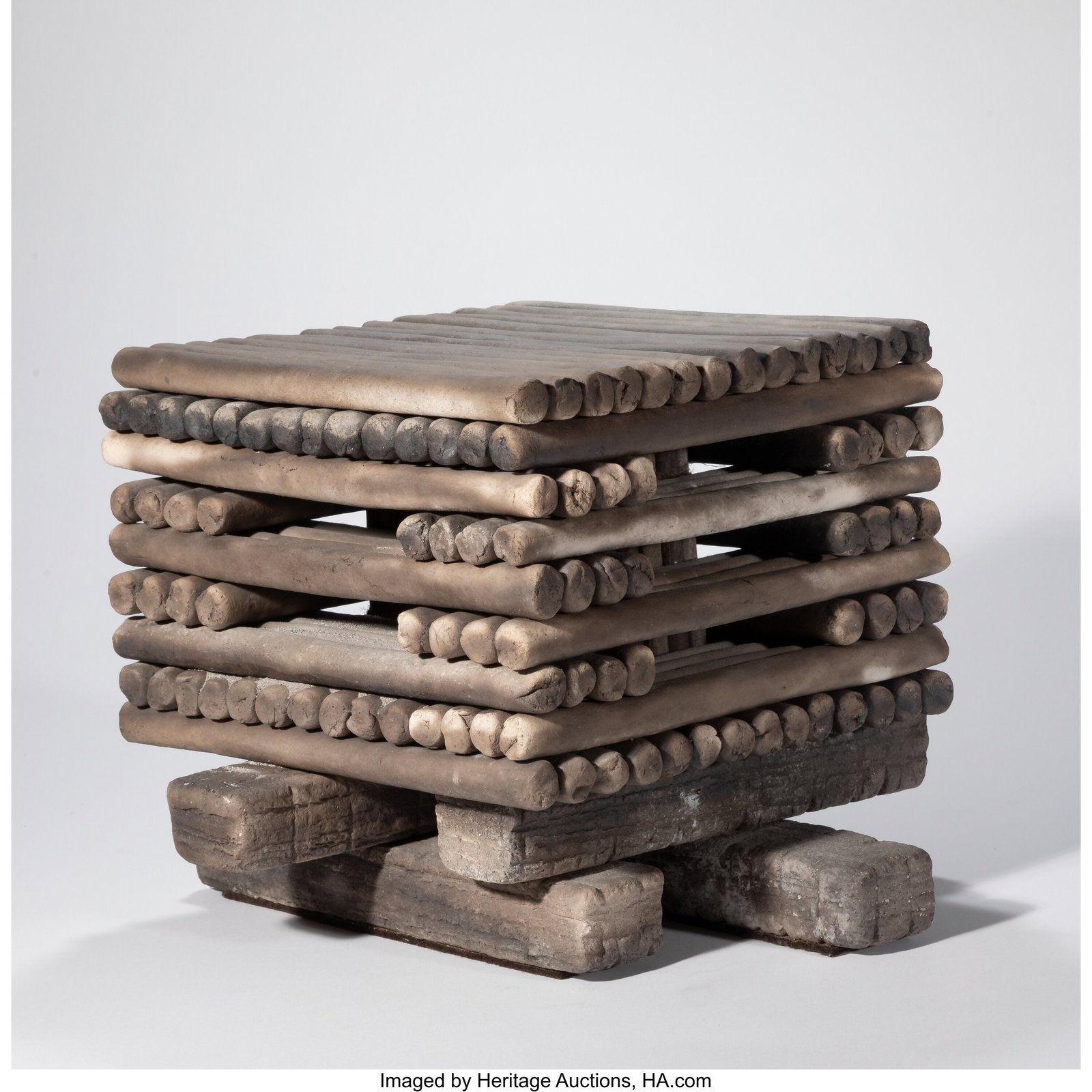 Rob Sieminski Covered Vessel, late 20th century: Rob Sieminski Covered Vessel, late 20th century Stoneware, woven fabric 11 x 14 x 14-1/4 inches (27.9 x 35.6 x 36.2 cm) HID03101062020 © 2026 Herita