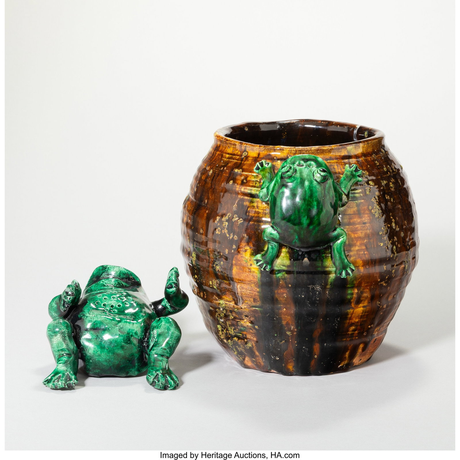 David James Gilhooly Untitled (two works), 2001: David James Gilhooly Untitled (two works), 2001 and later Glazed earthenware 7-5/8 x 7-1/2 x 8-1/2 inches (19.4 x 19.1 x 21.6 cm) (large