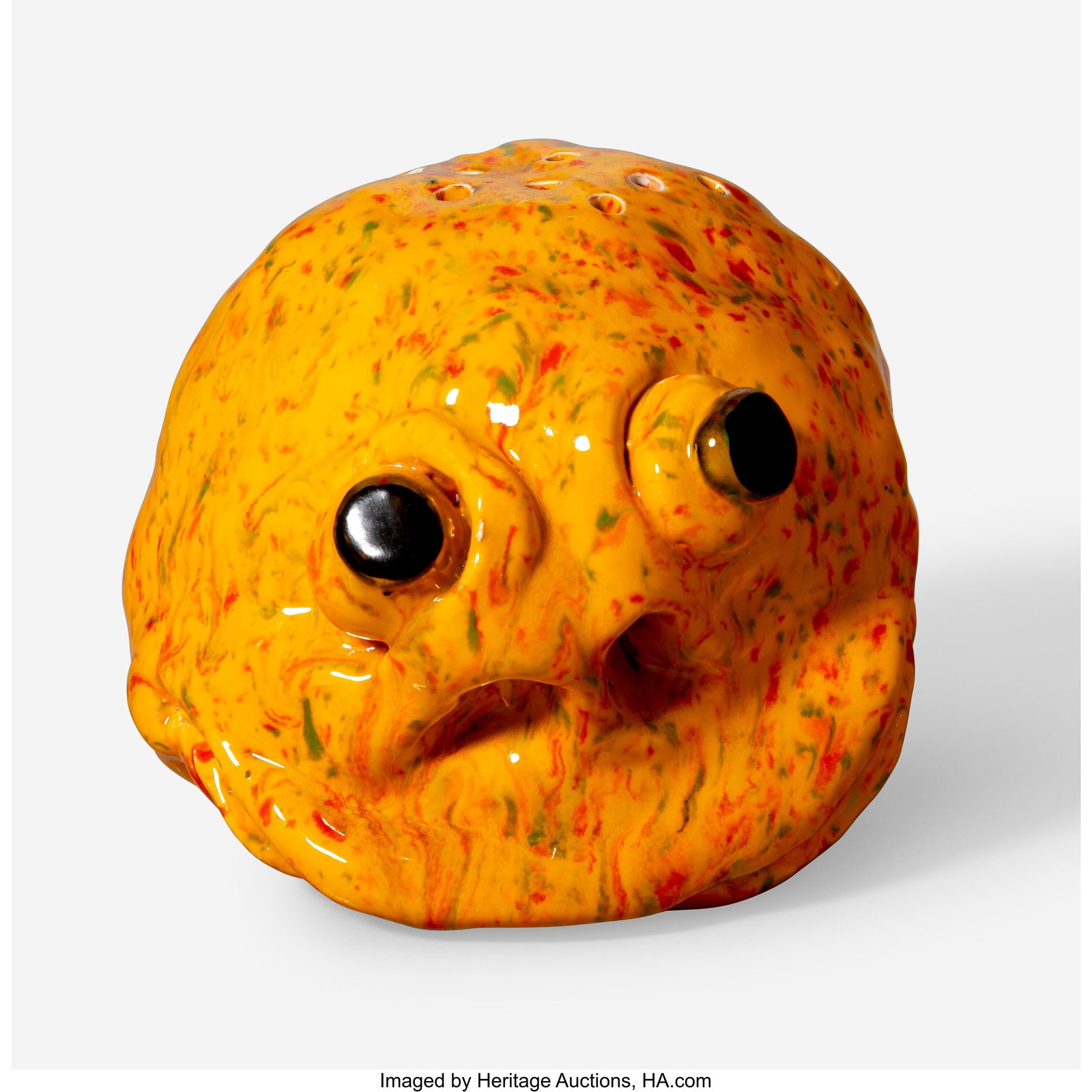 David James Gilhooly Untitled Shaker (Frog), 200: David James Gilhooly Untitled Shaker (Frog), 2003 Glazed earthenware 4 x 4-3/8 x 4-1/2 inches (10.2 x 11.1 x 11.4 cm) Incised to underside: