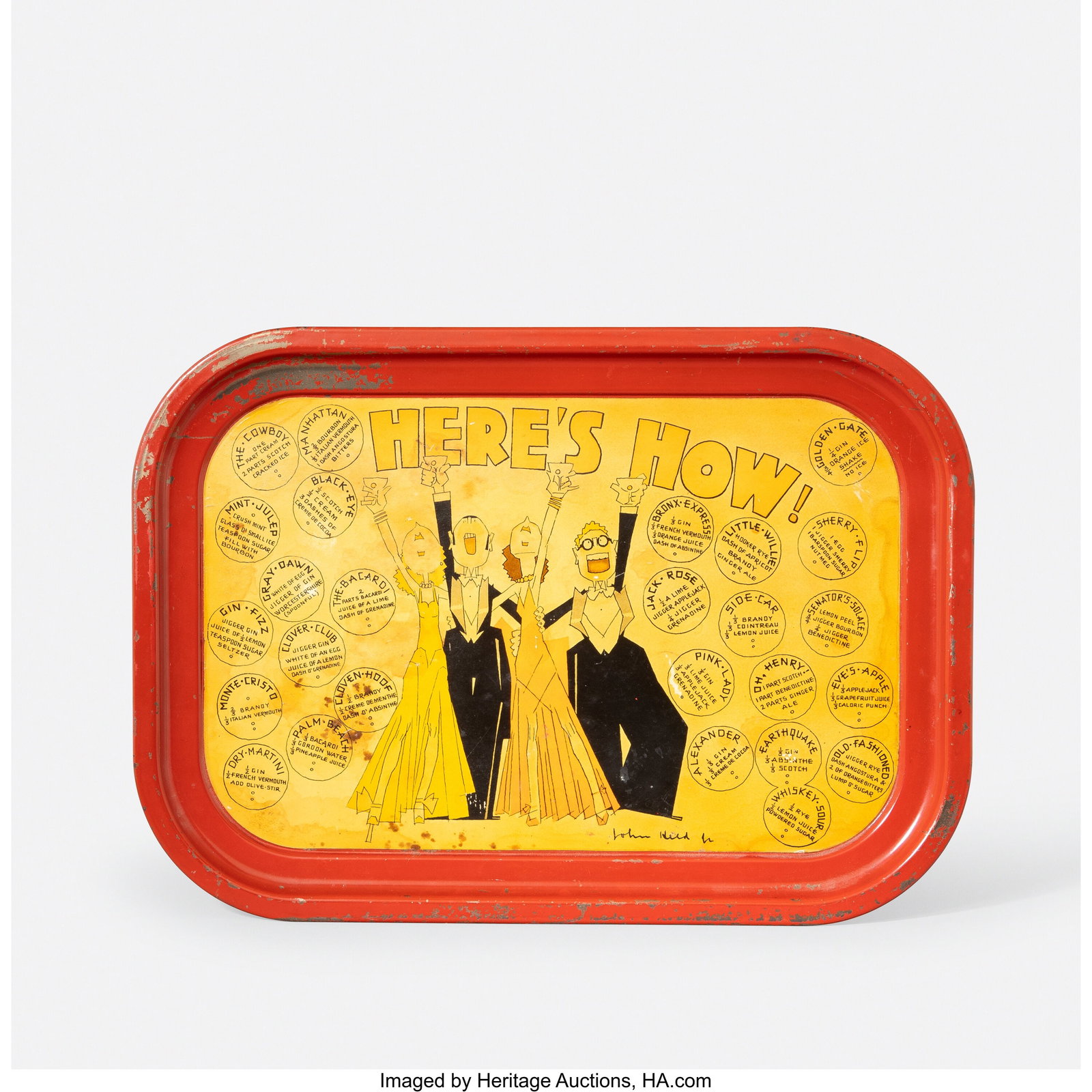 John Held, Jr. Here's How Drink Recipe Tray, cir (1 of 3)