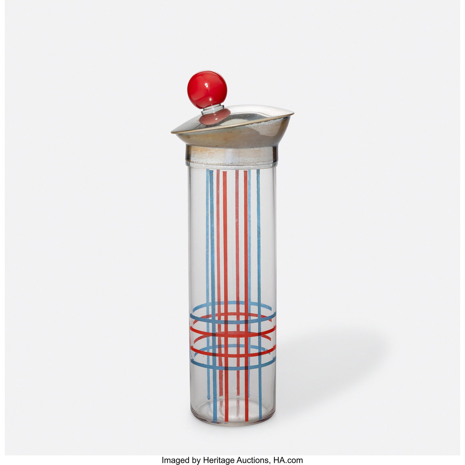 Seymour Products, Co. Tam-o-Shaker, circa 1935 E: Seymour Products, Co. Tam-o-Shaker, circa 1935 Enameled glass, chromed metal, plastic 13 x 4-3/4 inches (33.0 x 12.1 cm) LITERATURE: S&