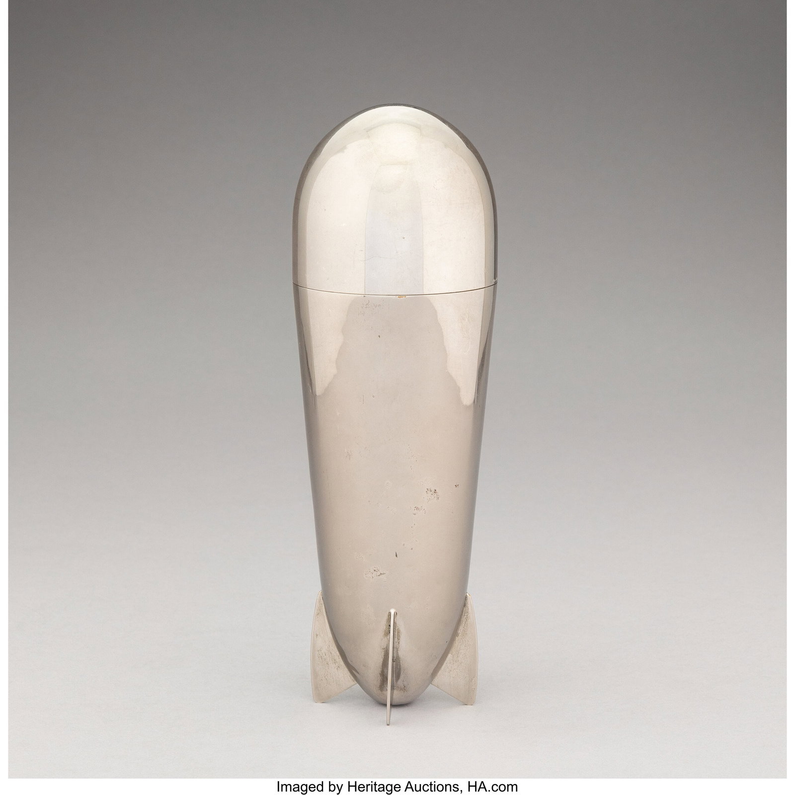 J.A. Henckels for DRGM Zeppelin Cocktail Set, ci: J.A. Henckels for DRGM Zeppelin Cocktail Set, circa 1928 Chrome-plated brass 8-7/8 x 3-1/8 inches (22.5 x 7.9 cm) Impressed to shaker: D&perio