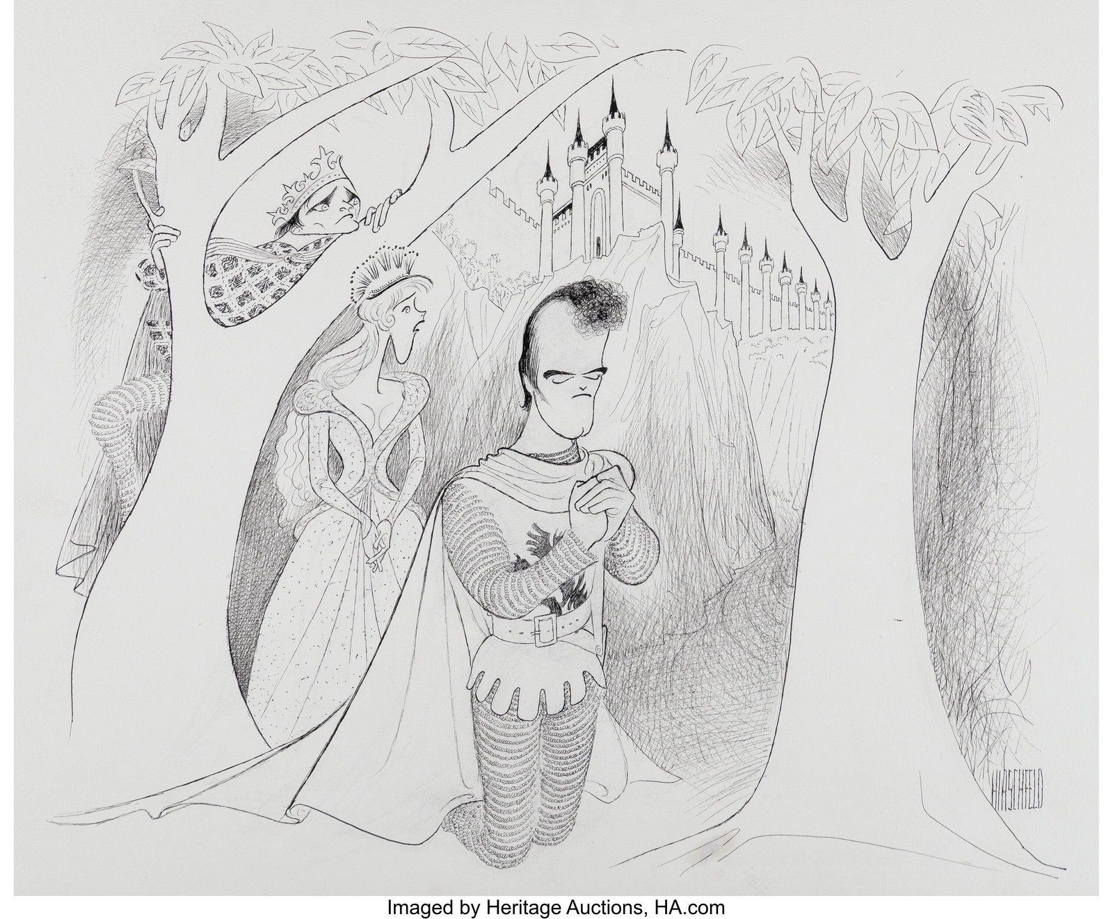 Al Hirschfeld (American, 1903-2003) Camelot orig (1 of 2)