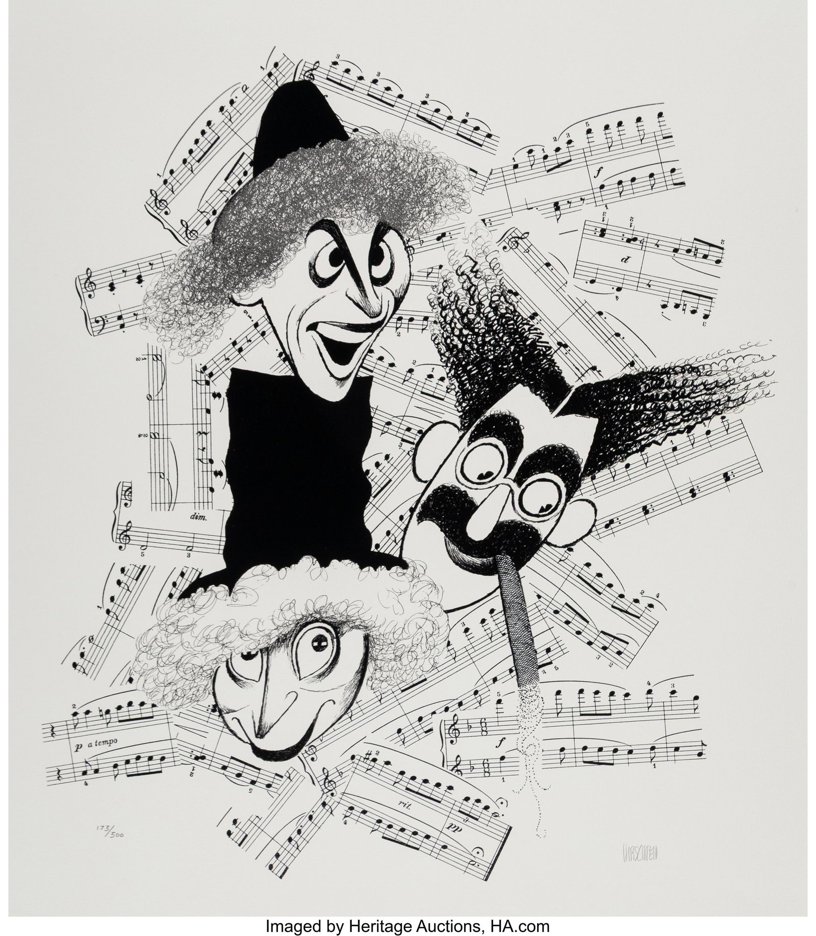 Al Hirschfeld (American, 1903-2003) A Night At t (1 of 2)