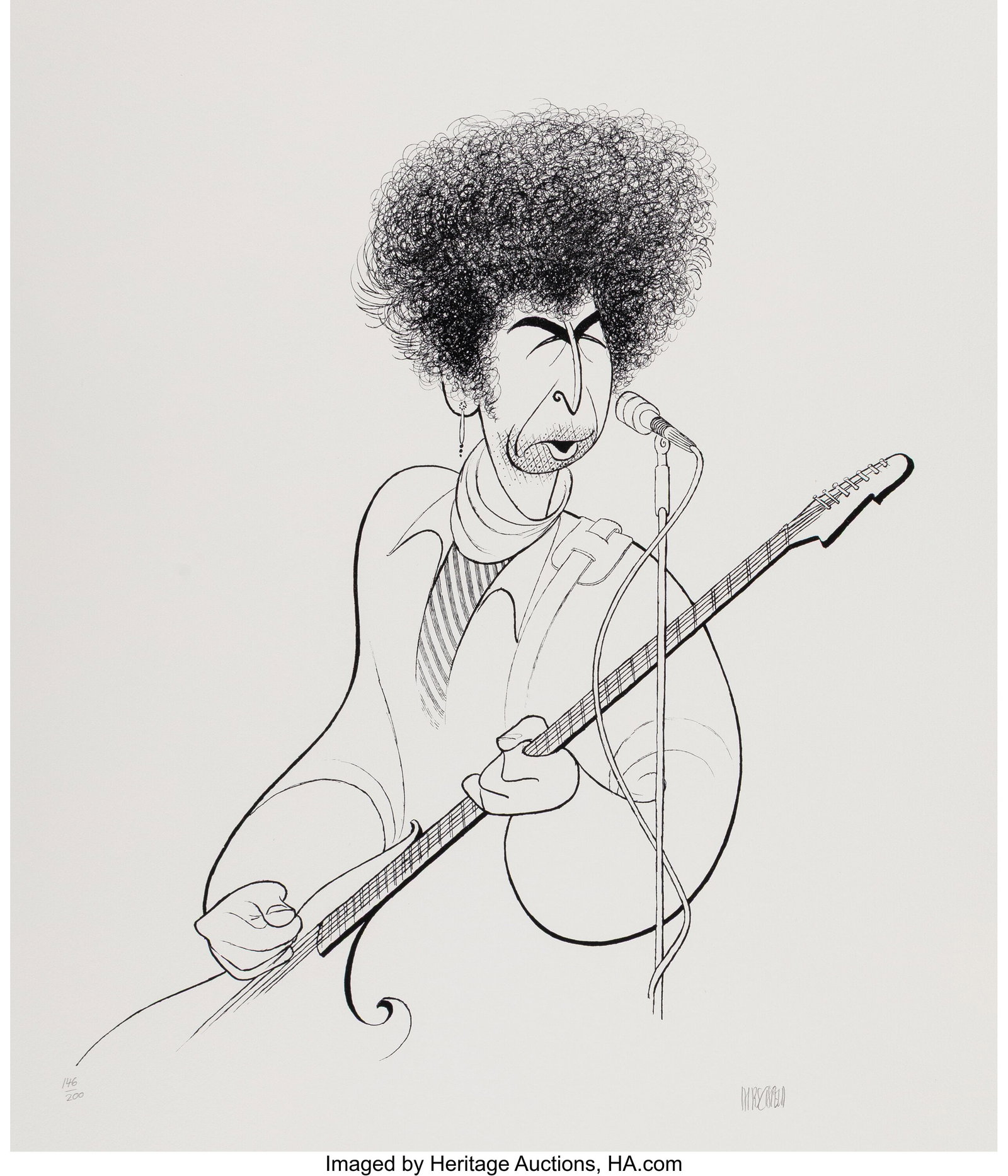 Al Hirschfeld (American, 1903-2003) Bob Dylan Li (1 of 2)