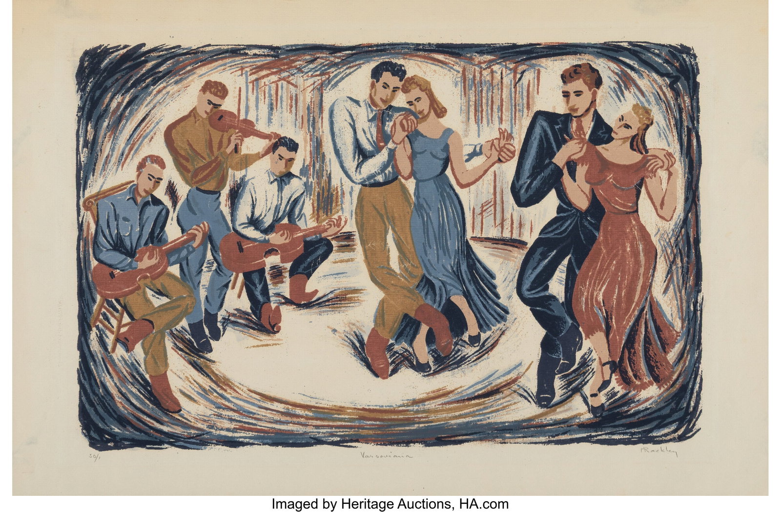 Mildred Rackley (1906-1992) Varsoviana Screenpri: Mildred Rackley (1906-1992) Varsoviana Screenprint in colors on wove paper 12-1/2 x 19-1/8 inches (31.8 x 48.6 cm) (sheet) Ed. 50/1 Signe