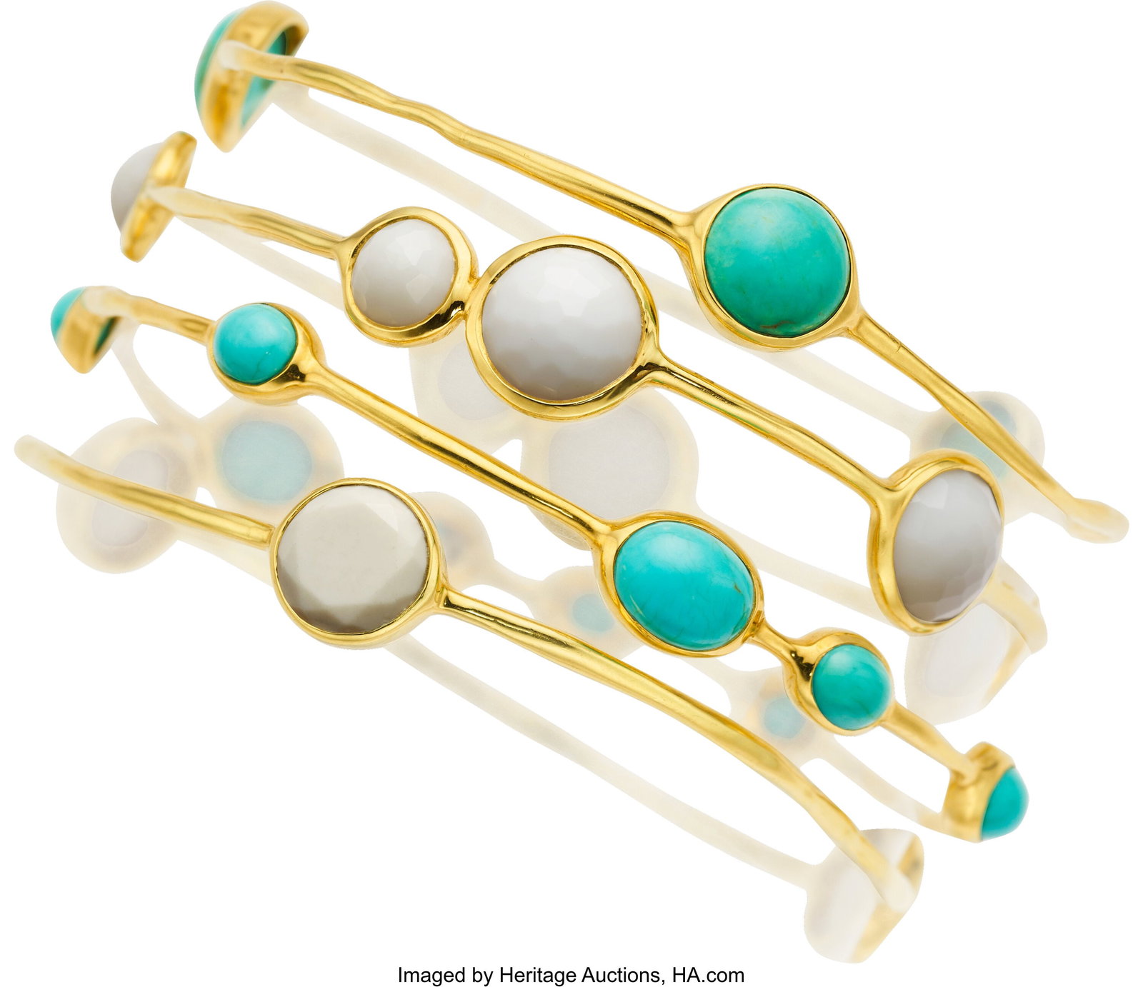 Ippolita Turquoise, Agate, Gold Bracelets Stone (1 of 2)