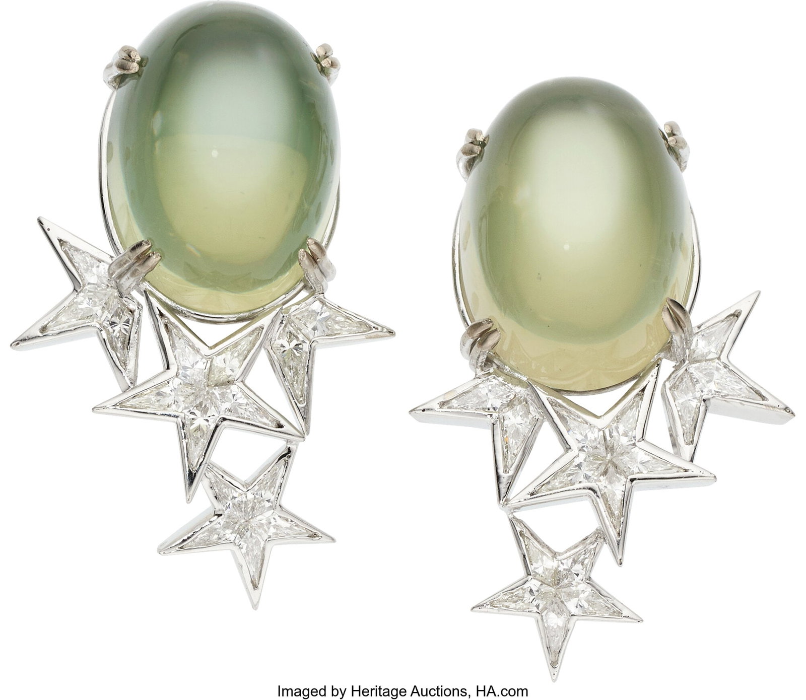 Dorera Moonstone, Diamond, White Gold Earrings (1 of 2)