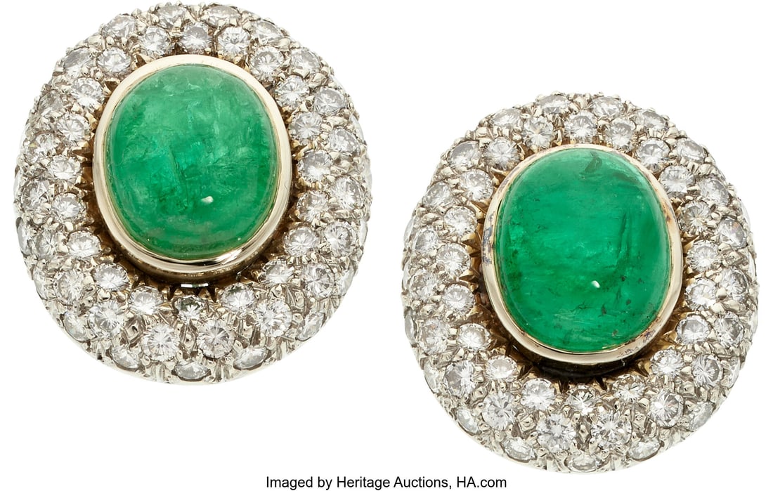 Emerald, Diamond, Gold Earrings Stones: Full-cu (1 of 1)