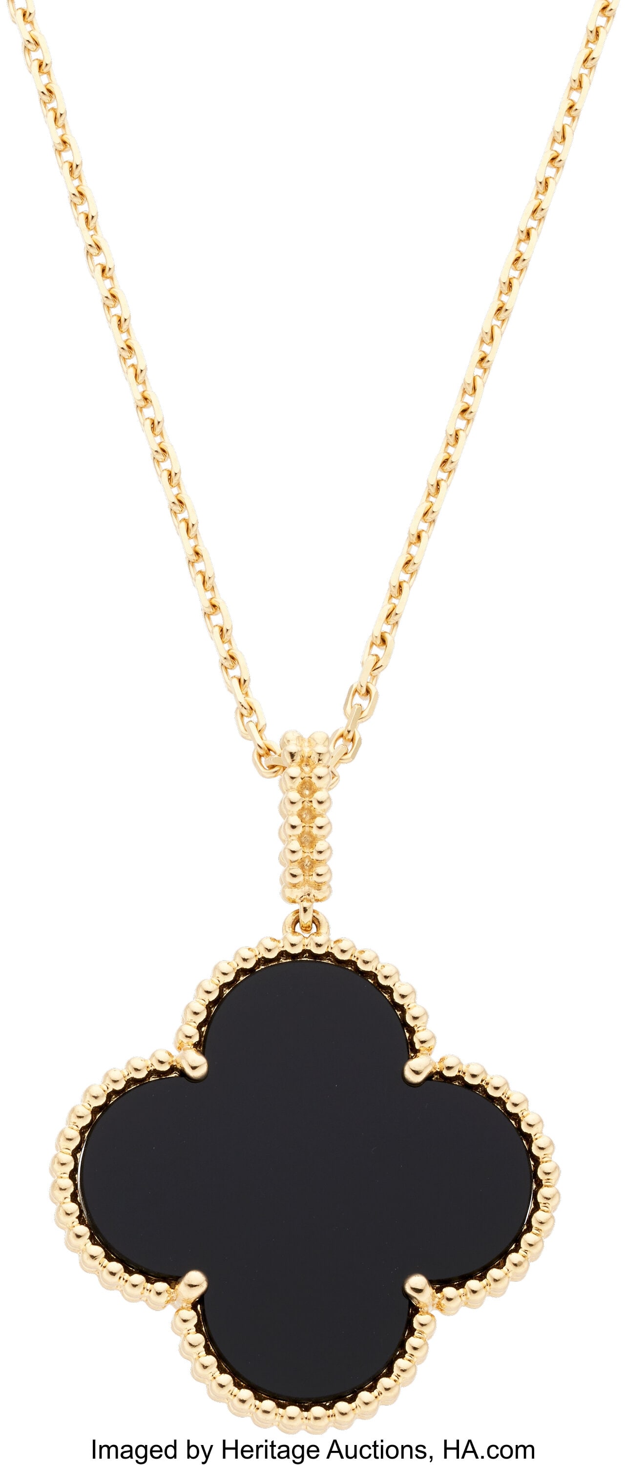 Van Cleef & Arpels Black Onyx, Gold Pendant-Neck (1 of 2)