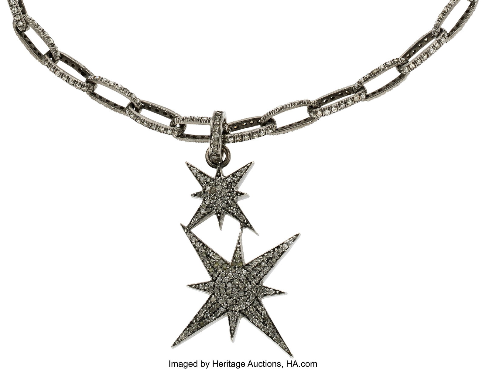 Diamond, Silver Pendant-Necklace Stones: Single (1 of 2)