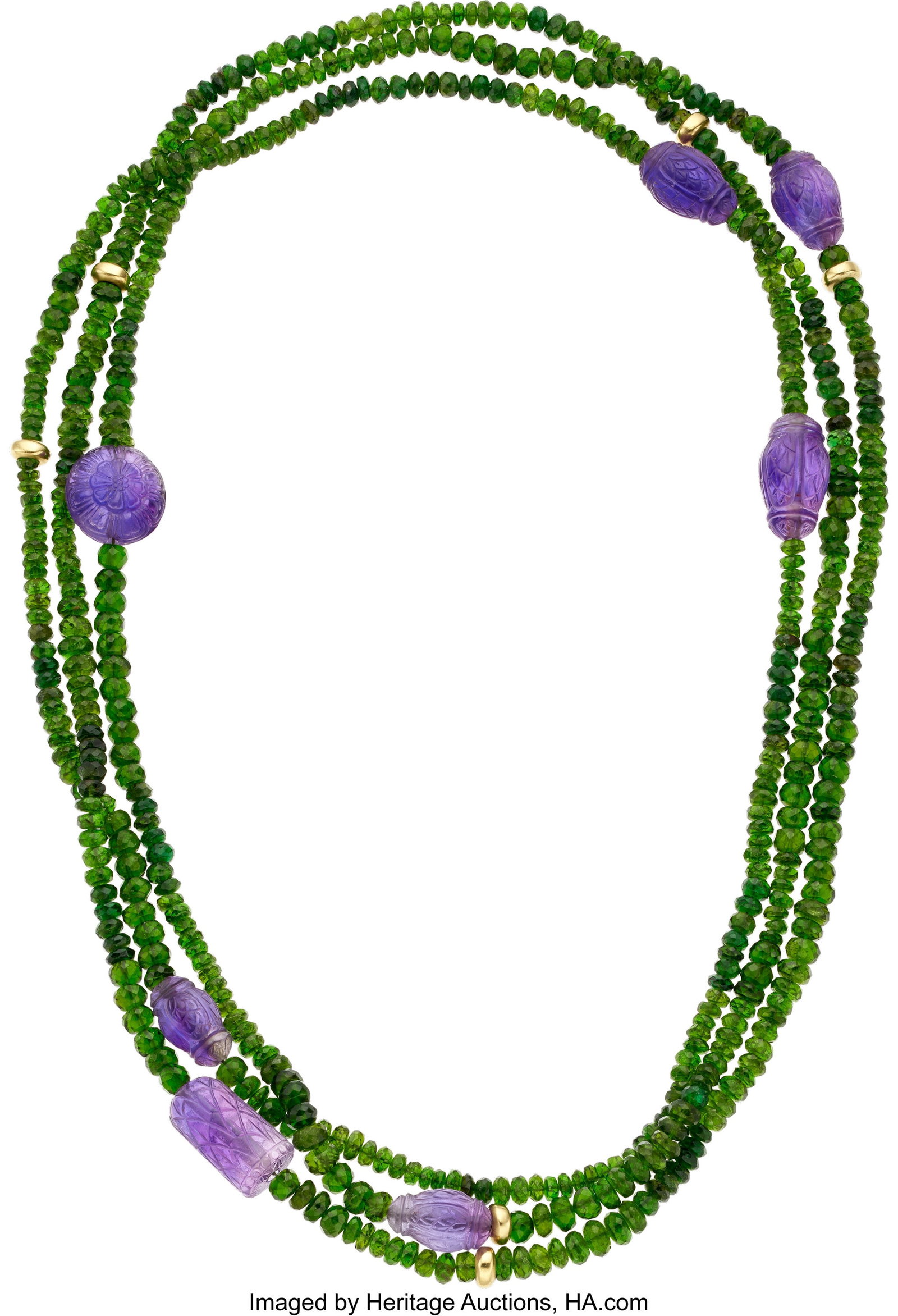 Amethyst, Tourmaline, Gold Necklace Stones: car (1 of 1)