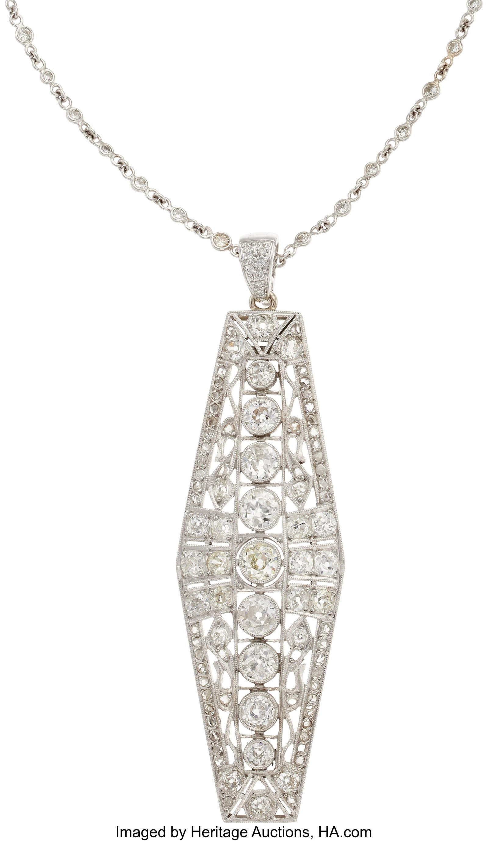 Diamond, Platinum, White Gold Pendant-Necklace (1 of 2)