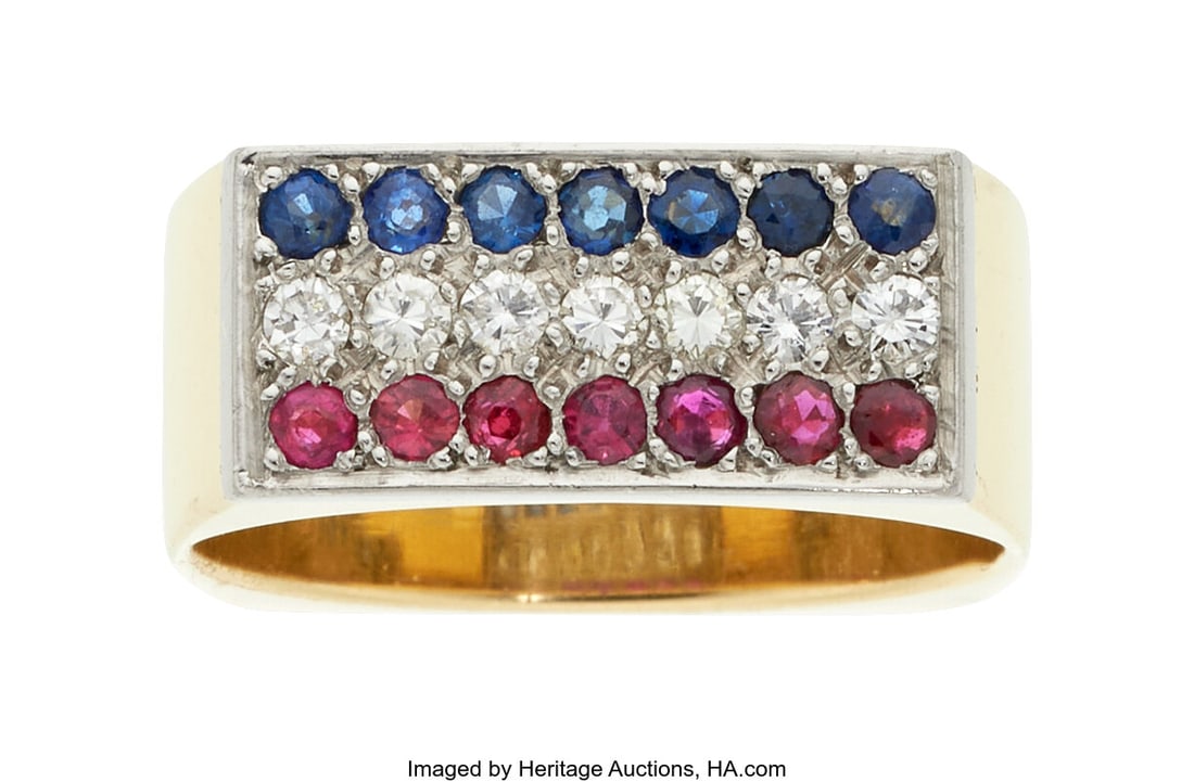 Dinh Van Diamond, Ruby, Sapphire, Gold Ring Sto (1 of 3)