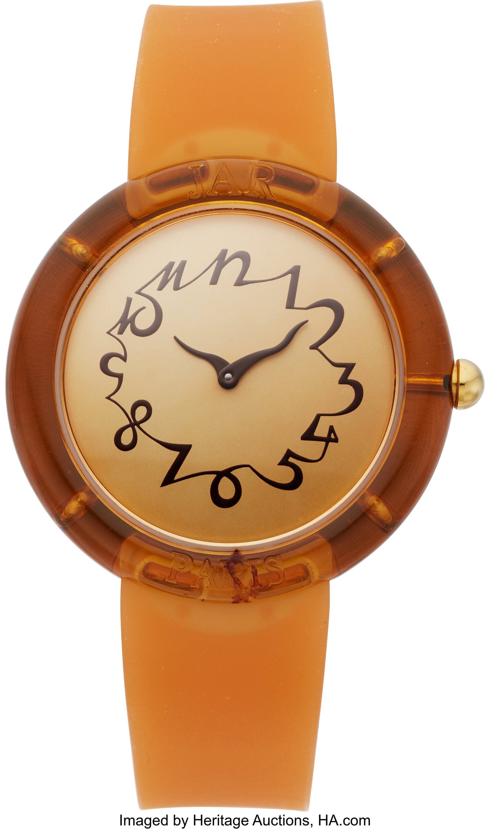 JAR Acrylic, Stainless Steel Watch Case: 39 mm,: JAR Acrylic, Stainless Steel Watch Case: 39 mm, round, acrylic bezel, gold plated stainless steel back secured by 4 screws, synthetic sapphire crystal, 0110 D