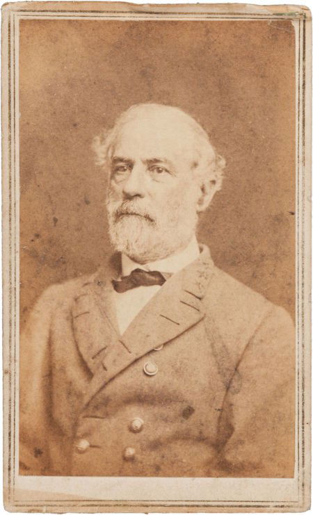 Robert E. Lee Carte de Visite Signed: Robert E. Lee Carte de Visite Signed "R E Lee." Measuring 2.5" x 4", Lee is se