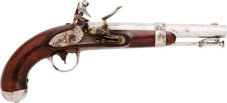U.S. Model 1836 Flintlock Pistol by Robert John: U.S. Model 1836 Flintlock Pistol by Robert Johnson. .54 caliber smoothbore, 8 1/2-
