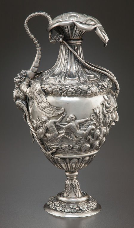 A HANAU SILVER EWER Maker unidentified, Hanau, G: A HANAU SILVER EWER Maker unidentified, Hanau, Germany, circa 1900 Marks: (berried branc