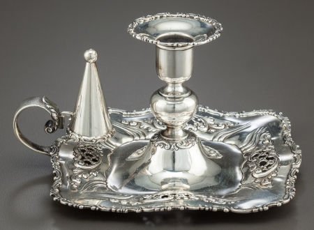 A FERD, FUCHS & BROS. SILVER CHAMBERSTICK Ferd, : A FERD, FUCHS & BROS. SILVER CHAMBERSTICK Ferd, Fuchs & Bros., New York, New York, circa 18