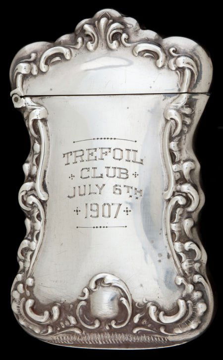 A WATROUS SILVER MATCH SAFE Watrous Mfg. Co., W: A WATROUS SILVER MATCH SAFE Watrous Mfg. Co., Wallingford, Connecticut, circa 1905