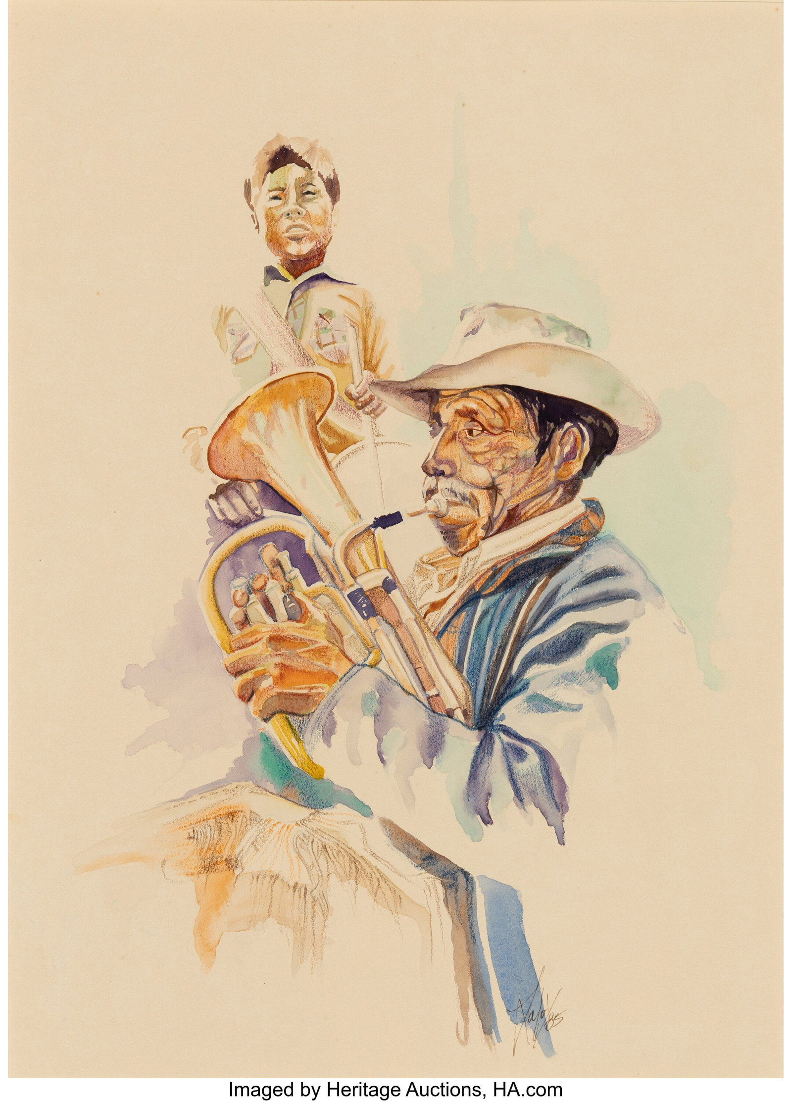 Lalo Garcia (20th Century) Herencia, 1985 Waterc (1 of 2)
