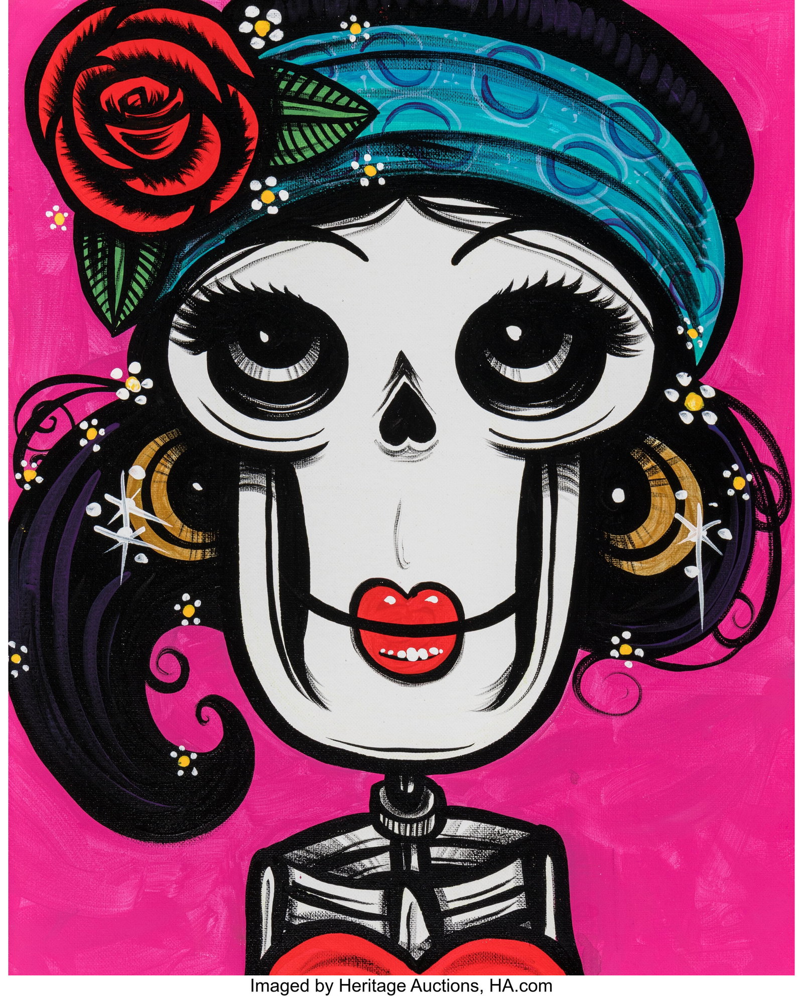 Lalo Cota (20th Century) Untitled (Skeleton woma: Lalo Cota (20th Century) Untitled (Skeleton woman), 2015 Acrylic on canvas 20 x 16 inches (50.8 x 40.6 cm) Signed, dated, and inscribed on