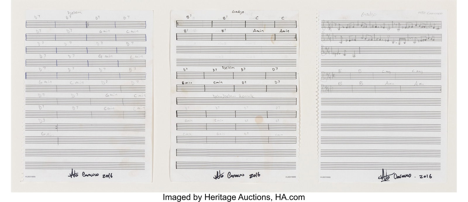 Tato Caraveo (b. 1974) Musical manuscripts, 2016 (1 of 2)