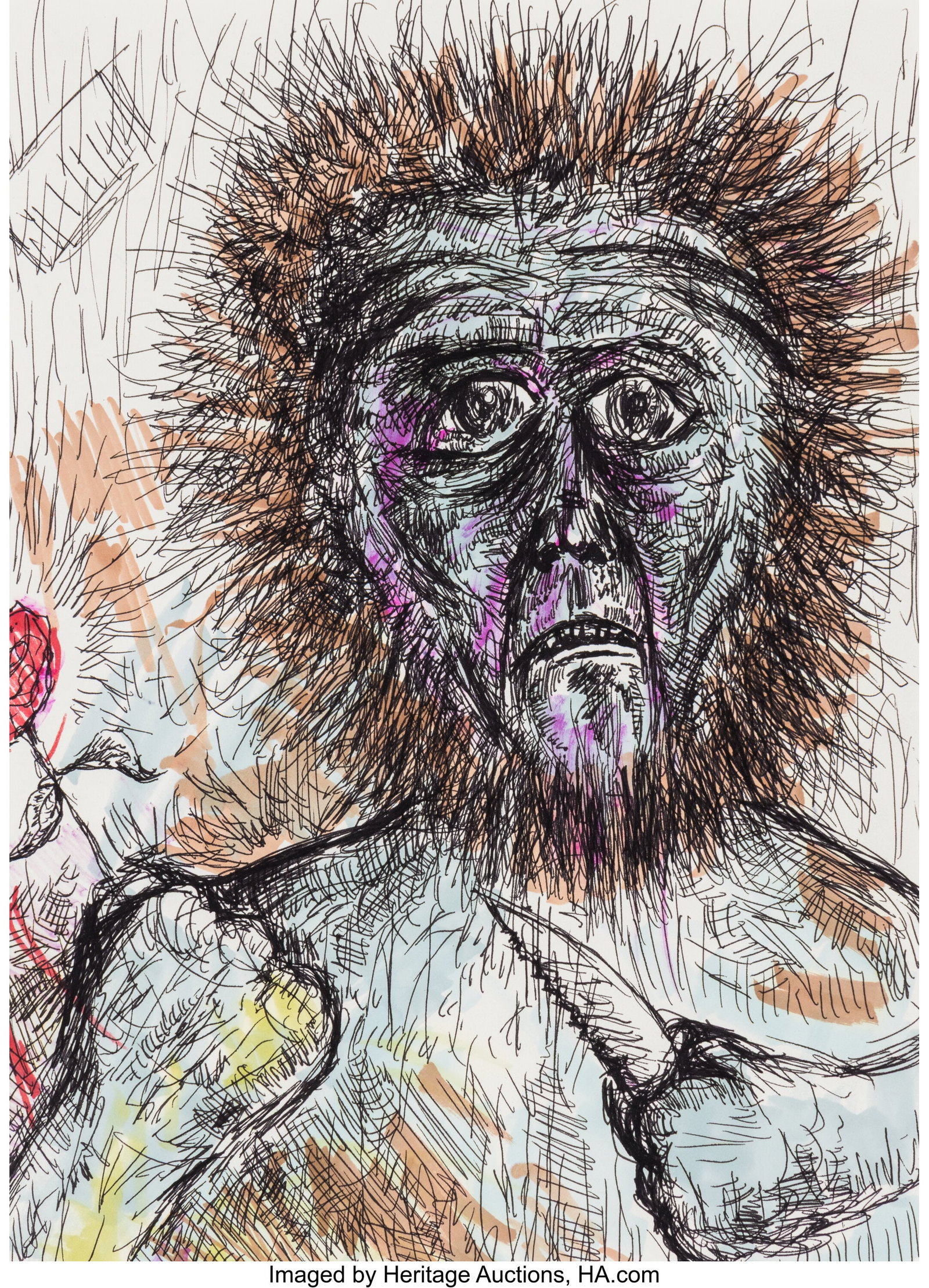 American Artist (20th Century) Untitled (Man wit (1 of 2)