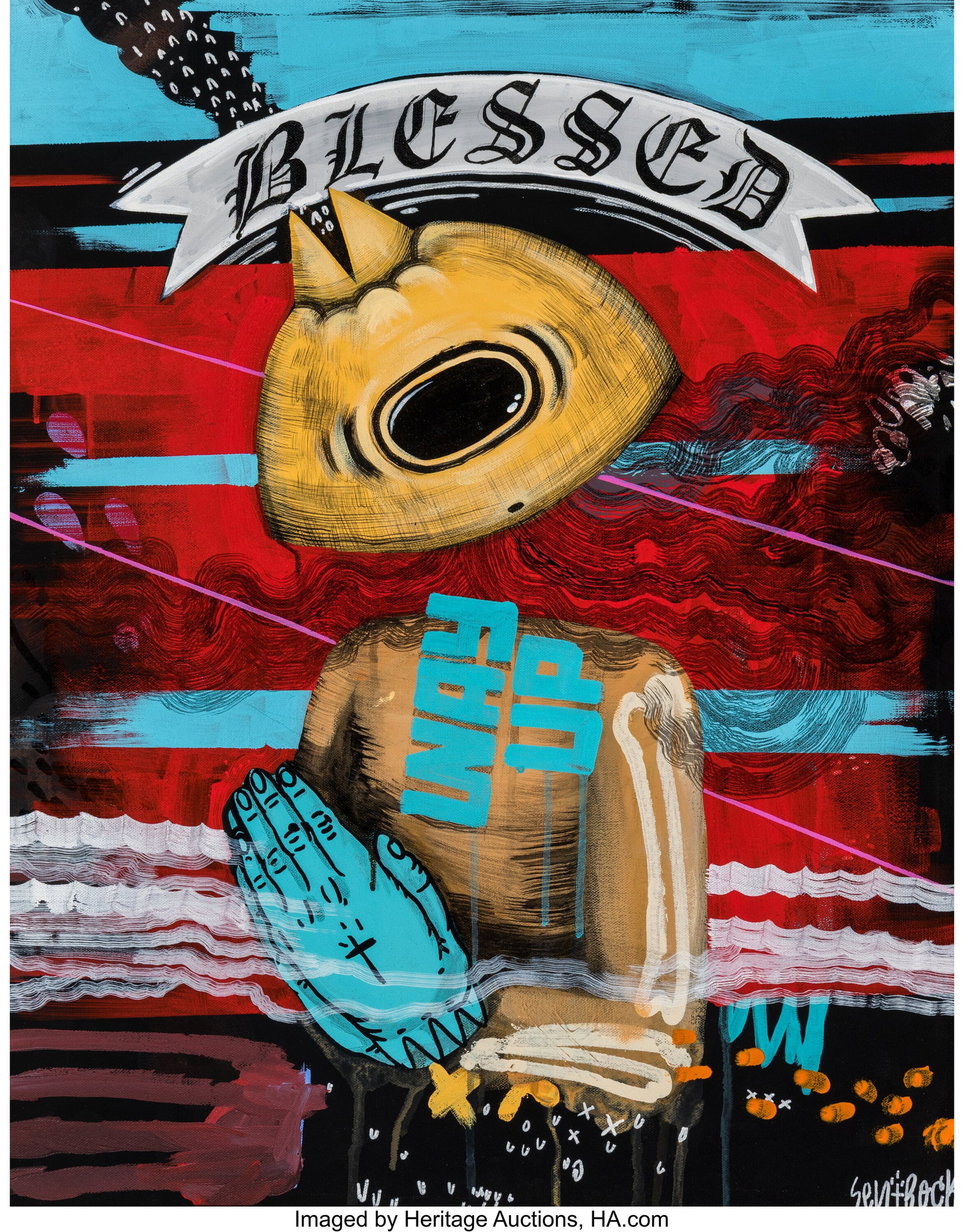 Sentrock (b. 1986) Blessed Acrylic on canvas 28 : Sentrock (b. 1986) Blessed Acrylic on canvas 28 x 22 inches (71.1 x 55.9 cm) Signed lower right: Sentrock The Judson C. Ball & Nancy Sue Ball 