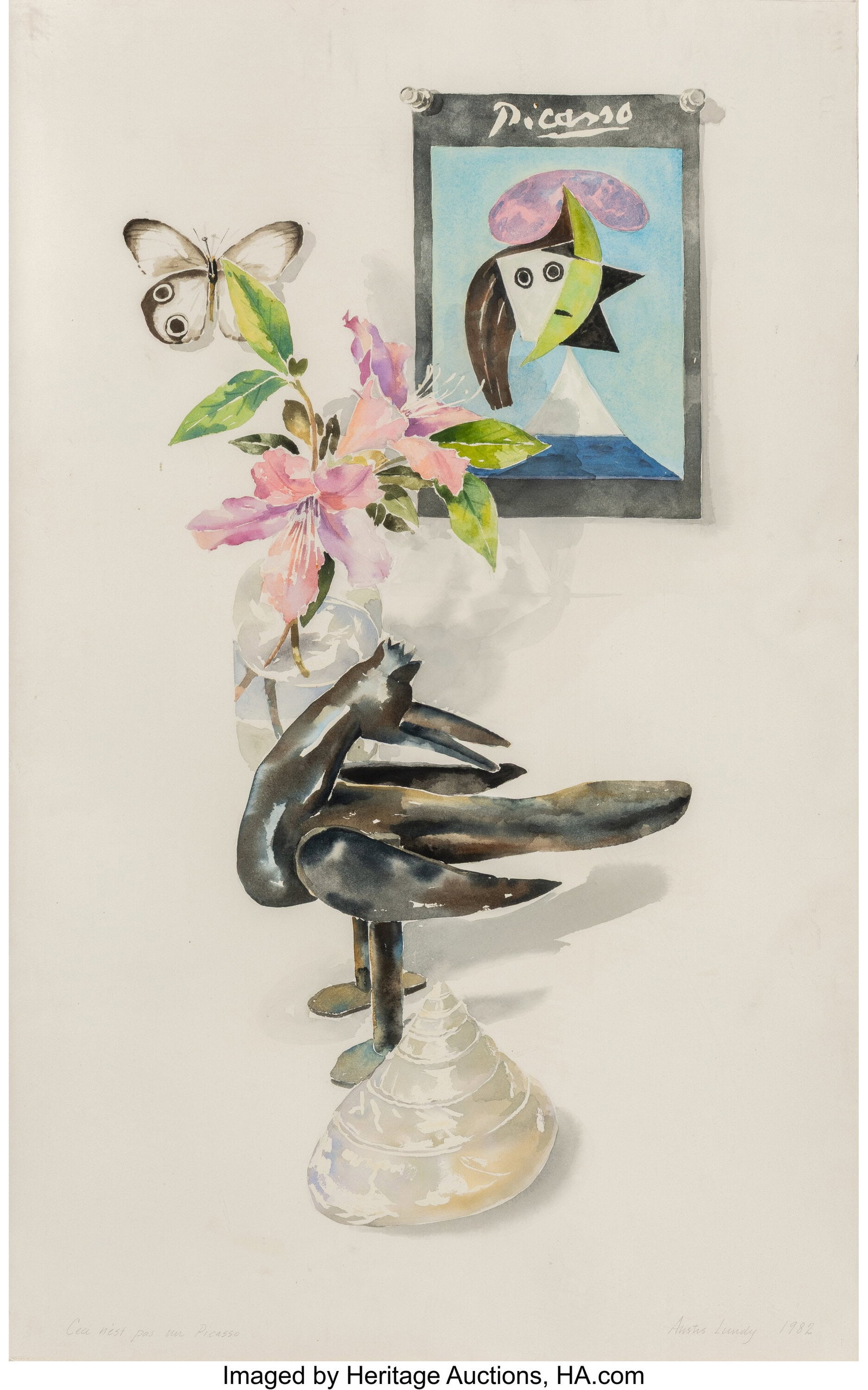 Anstis Lundy (American, 1924-2009) Ceci n'est pa: Anstis Lundy (American, 1924-2009) Ceci n'est pas un Picasso, 1982 Watercolor and pencil on paper 31-1/2 x 19-3/4 inches (80.0 x 50.2 cm) Signed&c