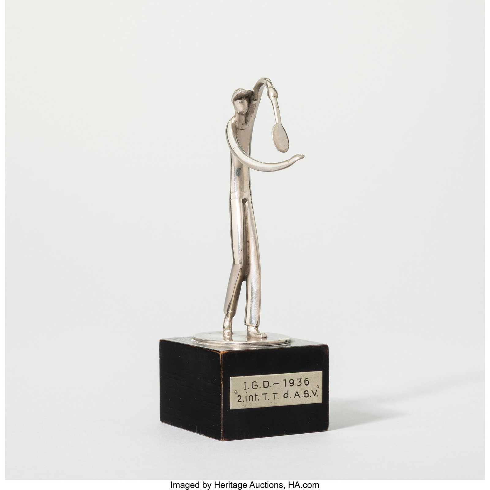 Hagenauer Werkstätte Tennis Player Figure, 1936: Hagenauer Werkstätte Tennis Player Figure, 1936 Nickel-plated brass 5-3/4 x 2 x 3 inches (14.6 x 5.1 x 7.6 cm) (overall) HID03101062020 © 2