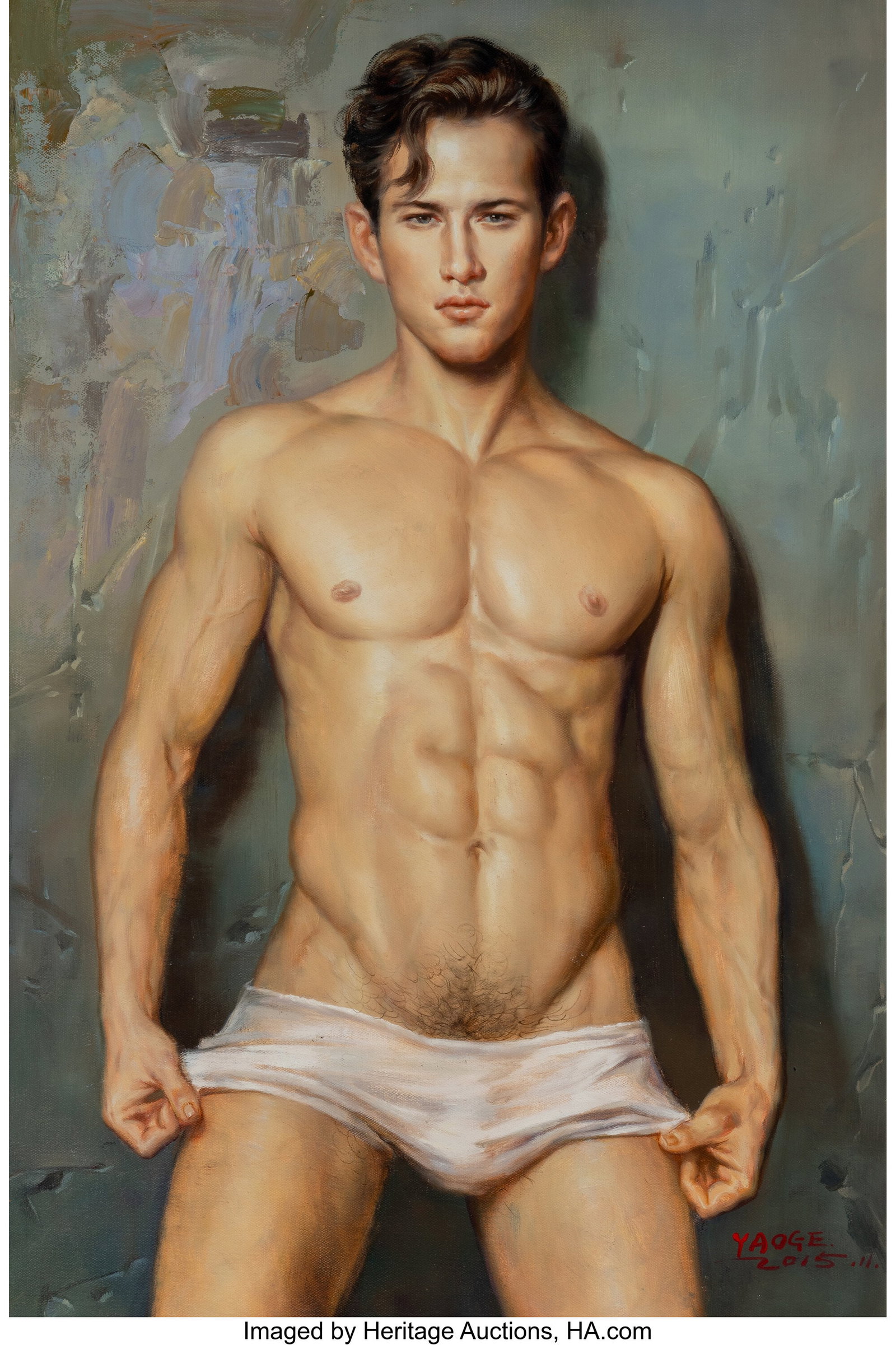 Yaoge (Chinese, 1982) Untitled (Male Nude), 2015: Yaoge (Chinese, 1982) Untitled (Male Nude), 2015 Oil on canvas 36 x 24 inches (91.4 x 61.0 cm) Signed and dated lower right: YAOGE.