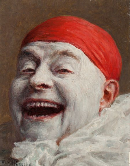 ARMAND FRANÇOIS JOSEPH HENRION (French, 1875-197: ARMAND FRANÇOIS JOSEPH HENRION (French, 1875-1975) Clown Laughing Oil on pane