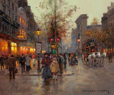 EDOUARD-LÉON CORTÈS (French, 1882-1969) Porte St: EDOUARD-LÉON CORTÈS (French, 1882-1969)Porte St. Denis, ParisOil on canvas<