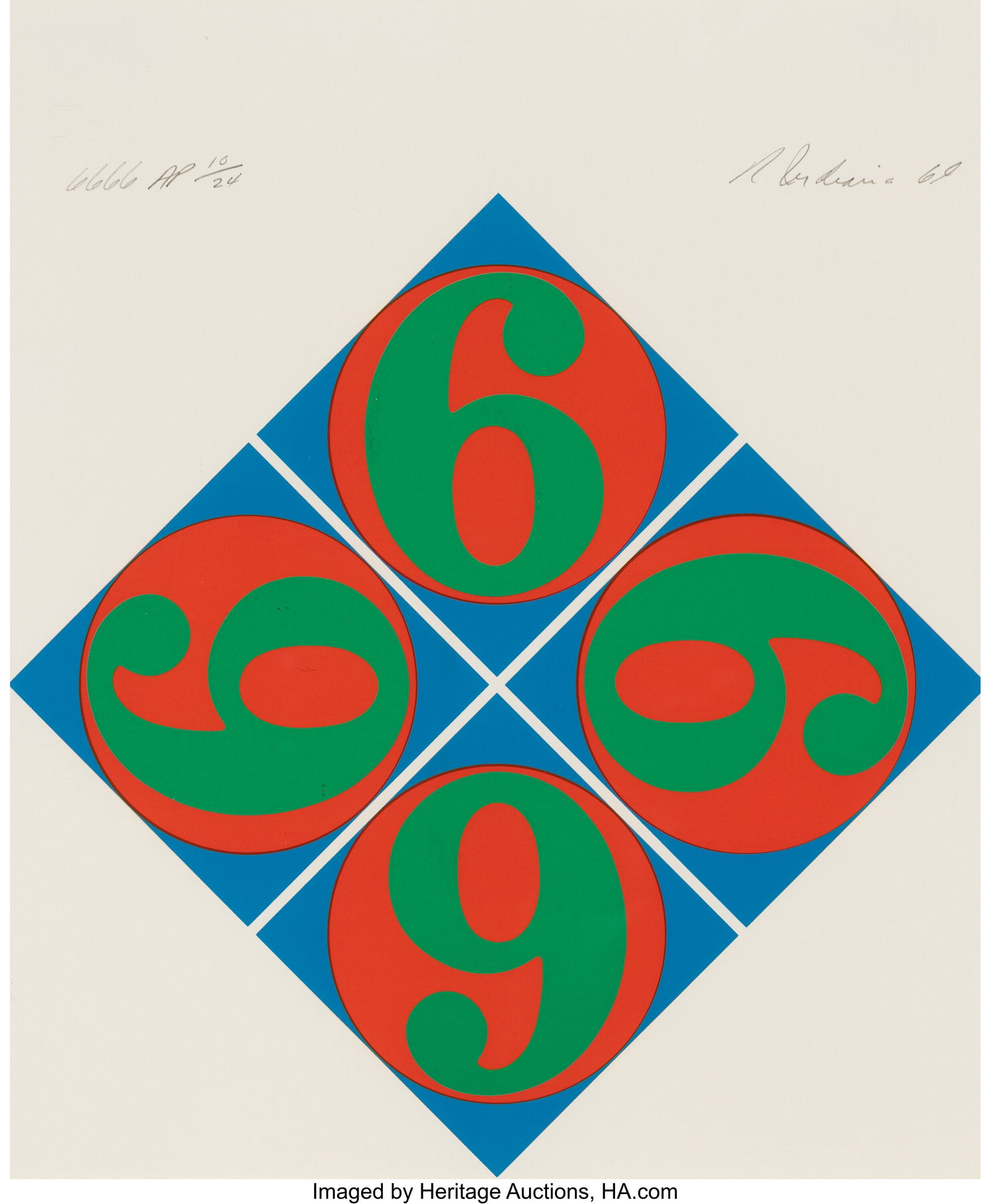 Robert Indiana (1928-2018) 6666, 1969 Screenprin (1 of 2)